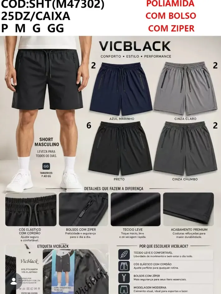 Bermuda Masculina Poliamida Secagem Rápida #47302