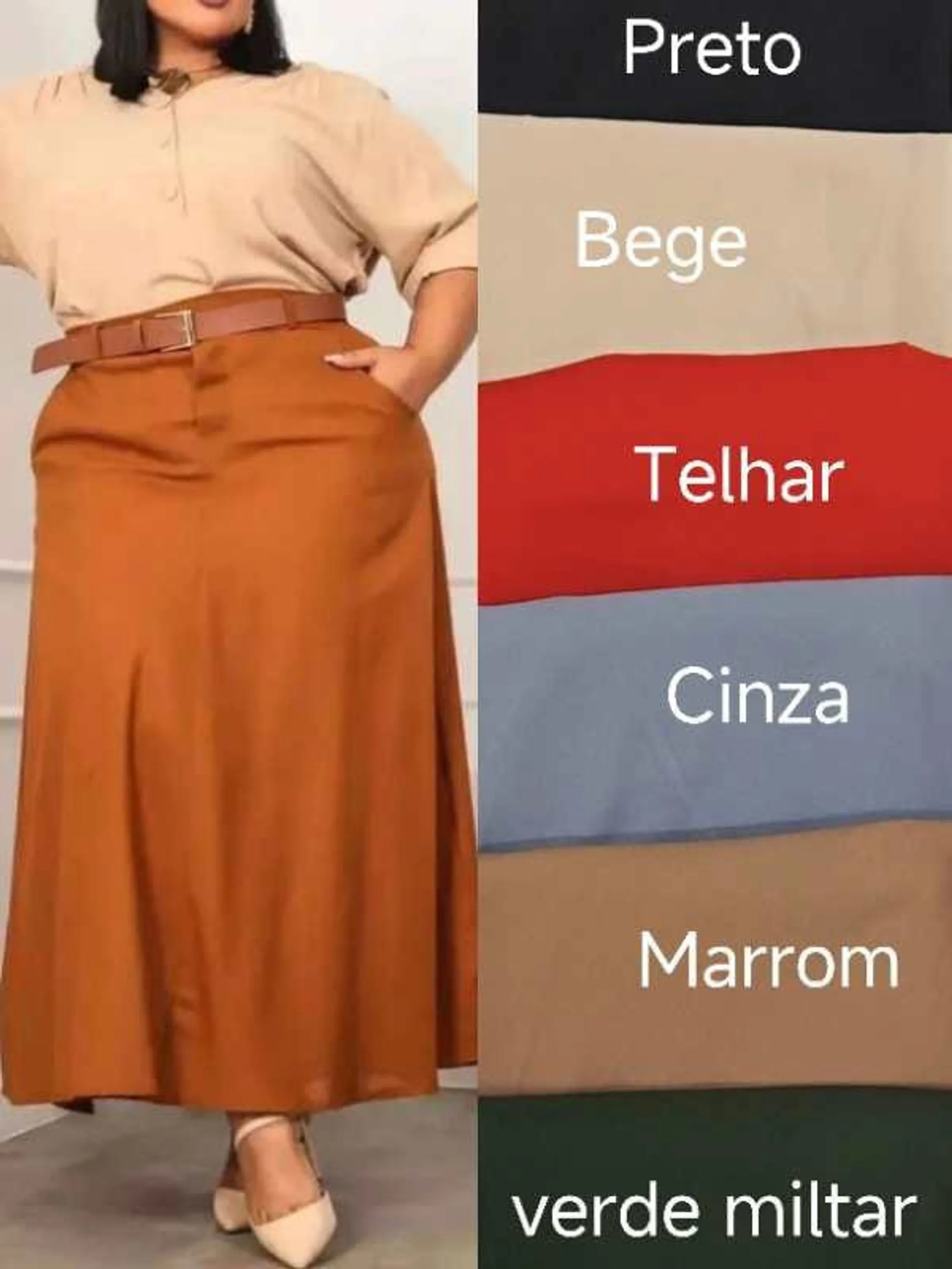 Saia alfaiataria com cinto plus size