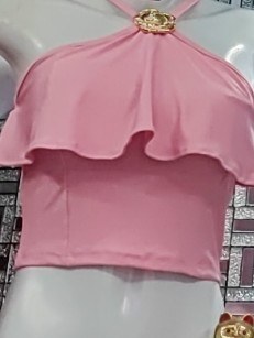 Crooped de alça e babado