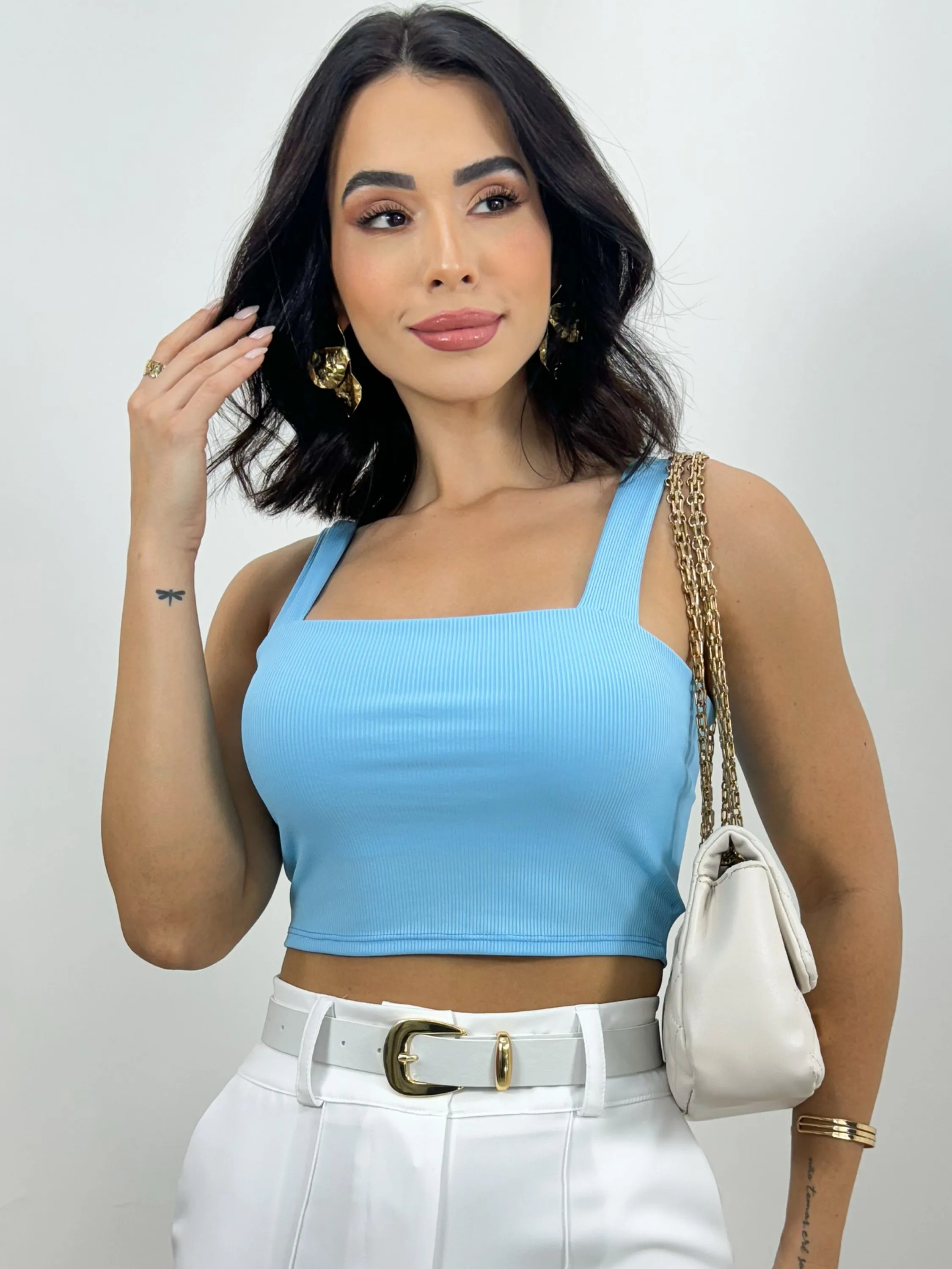 Cropped Faixa Reto Alça Grossa