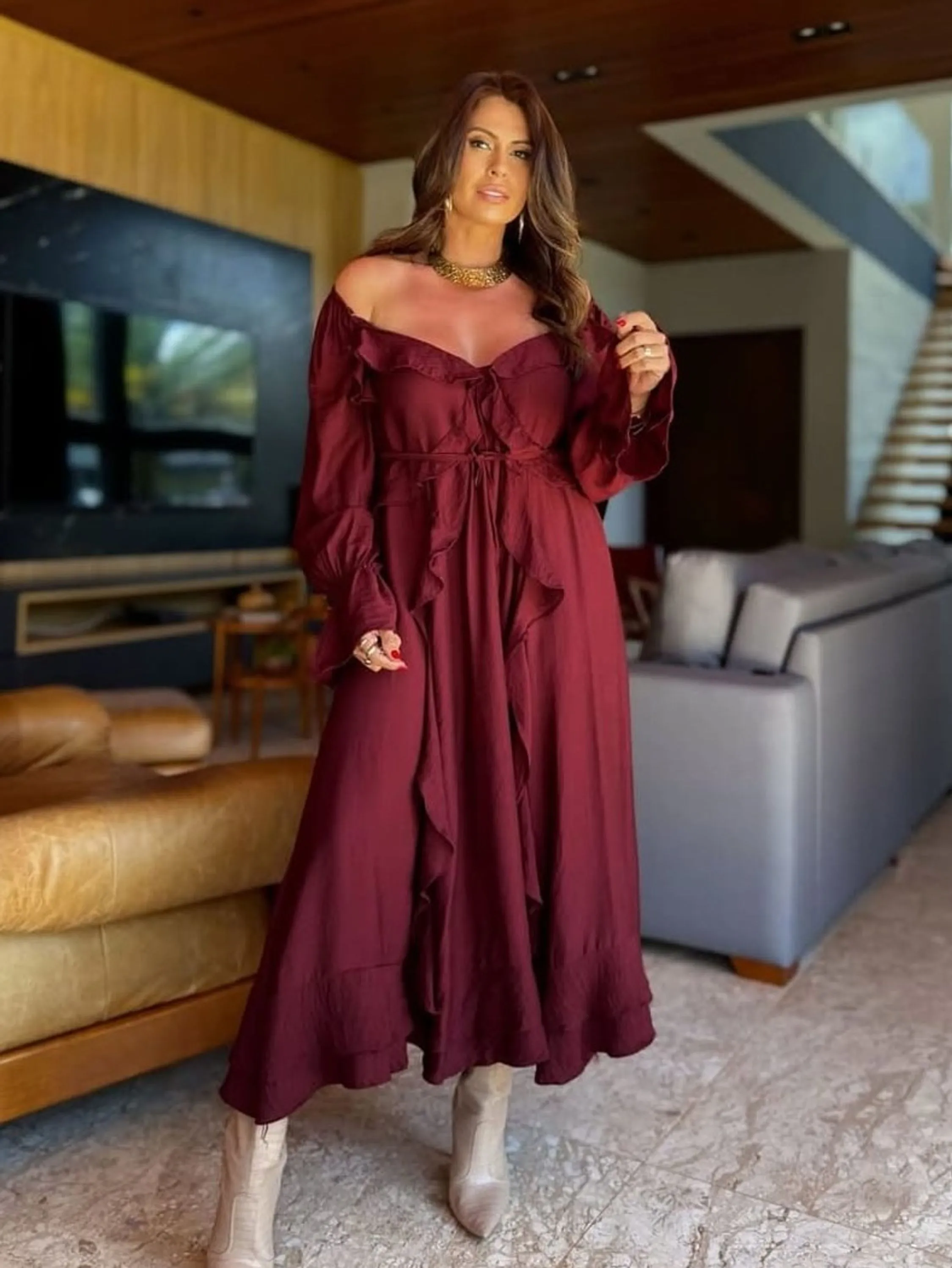 Vestido Longo boho chic tendencia