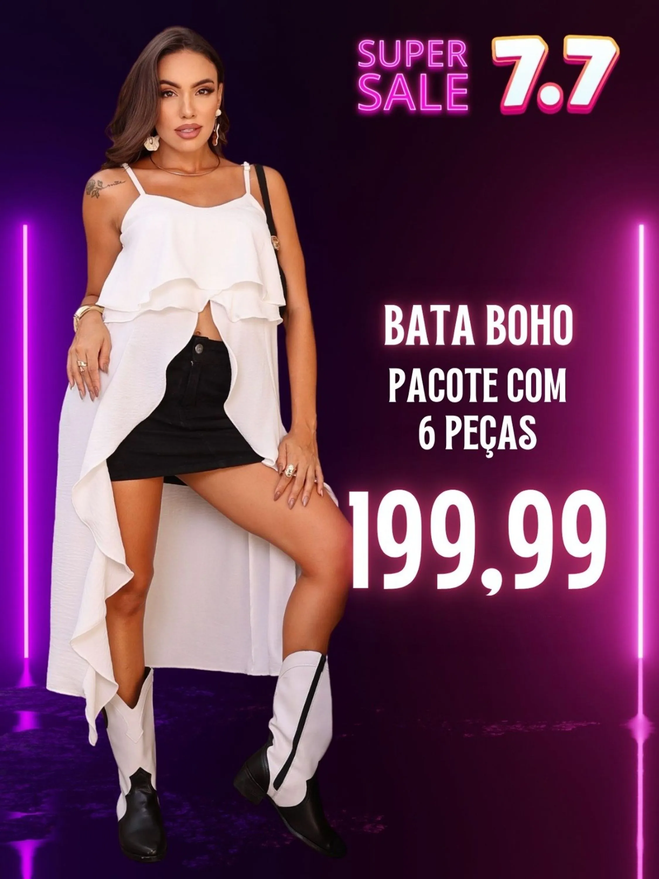 Kit 6 Batas De Alça Moda Boho Chic Babado