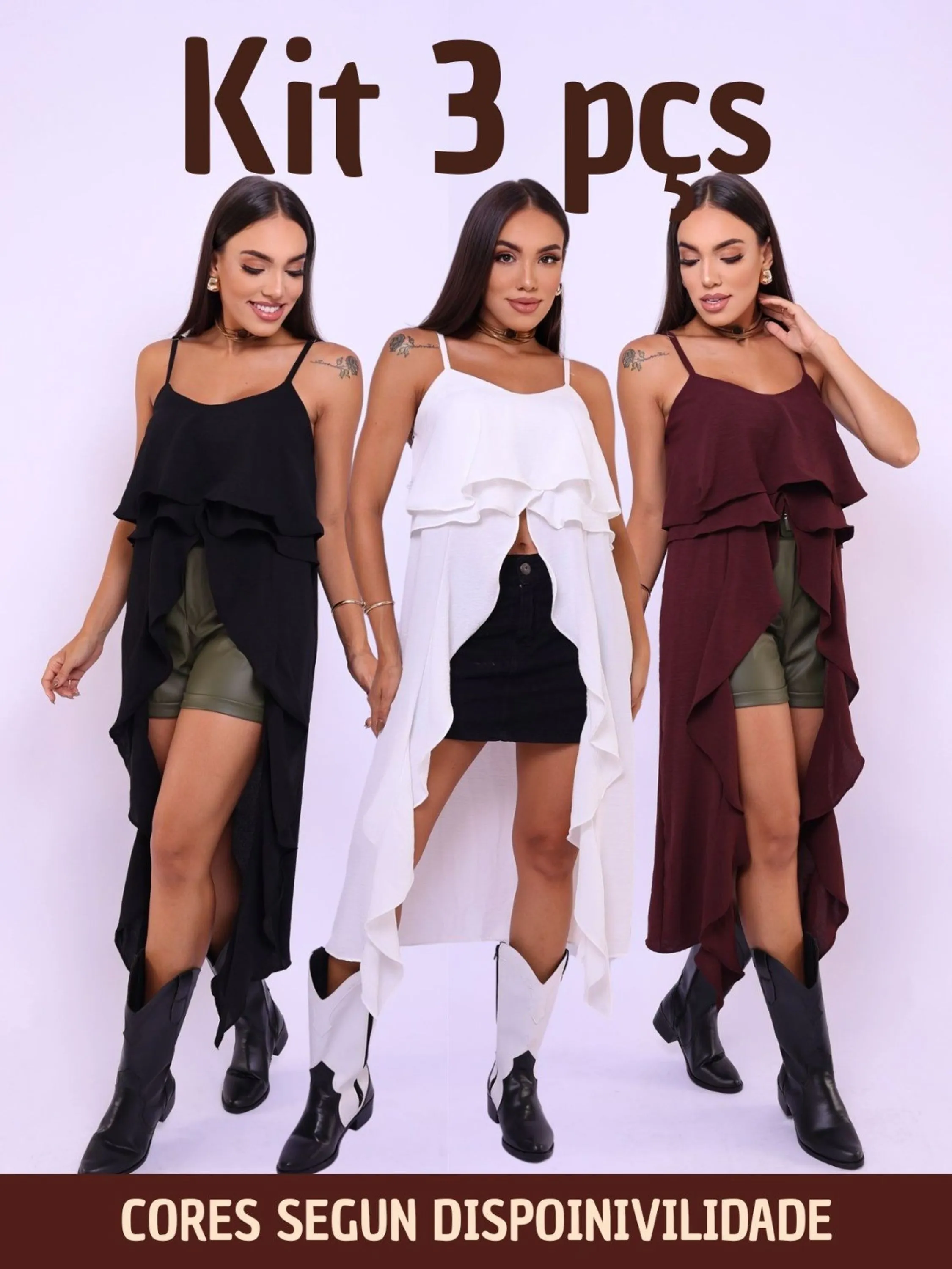 Kit 3 batas Boho Chic tendencia