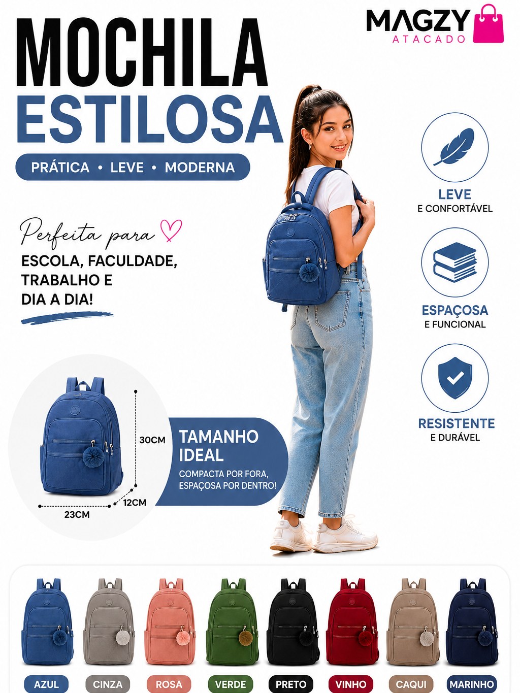 Mochila ideal para passeios ou dia dia