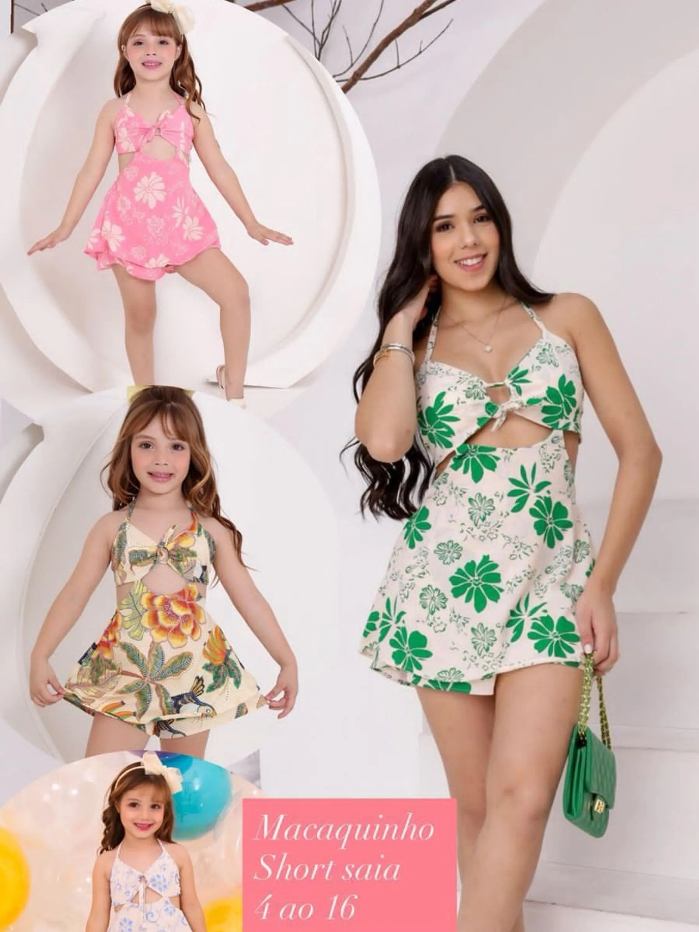 Macaquinho Shorts Saia Infantil Juvenil Flashoeskids