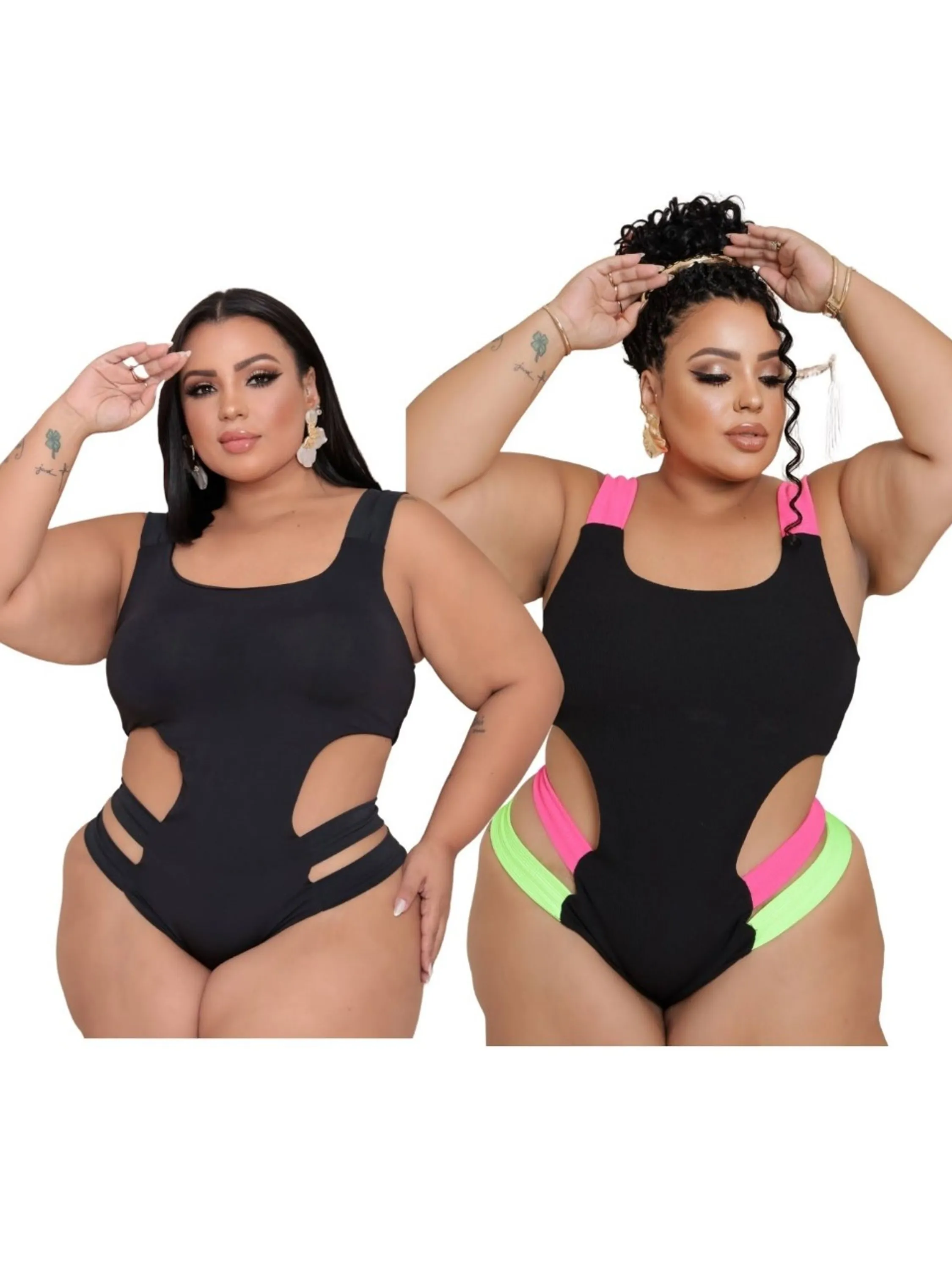 Kit 2 maiô elegante plus size poliamida engana mamãe