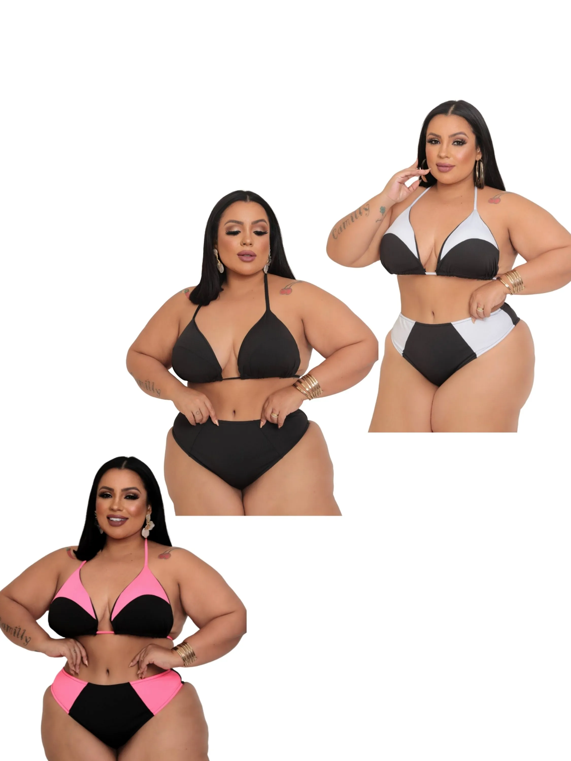 Kit 3 biquini plus size reforçado elegante,luxuoso moda praia bikini combo maio