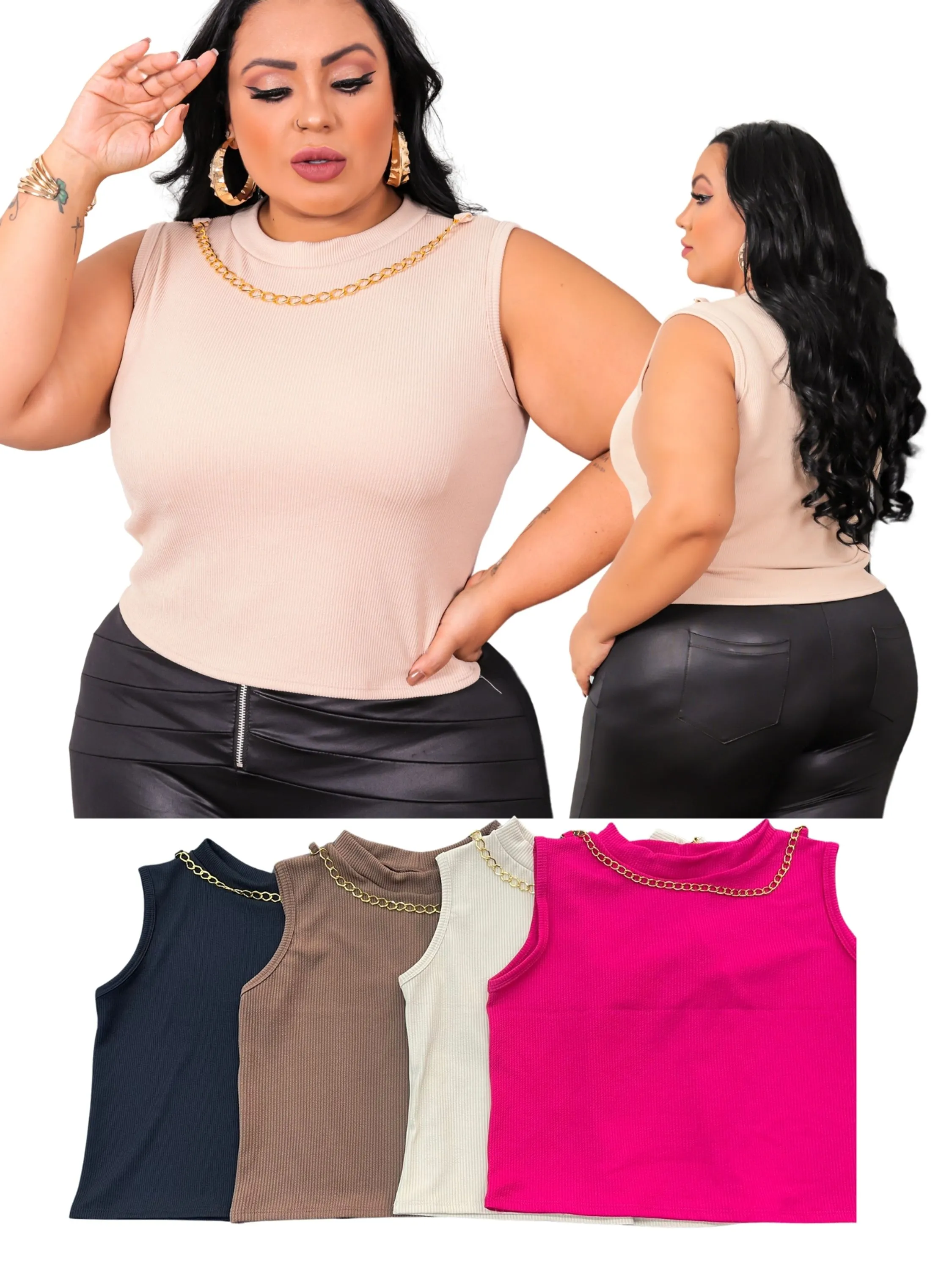 KIT 4  Blusa cropped blusa plus size feminino