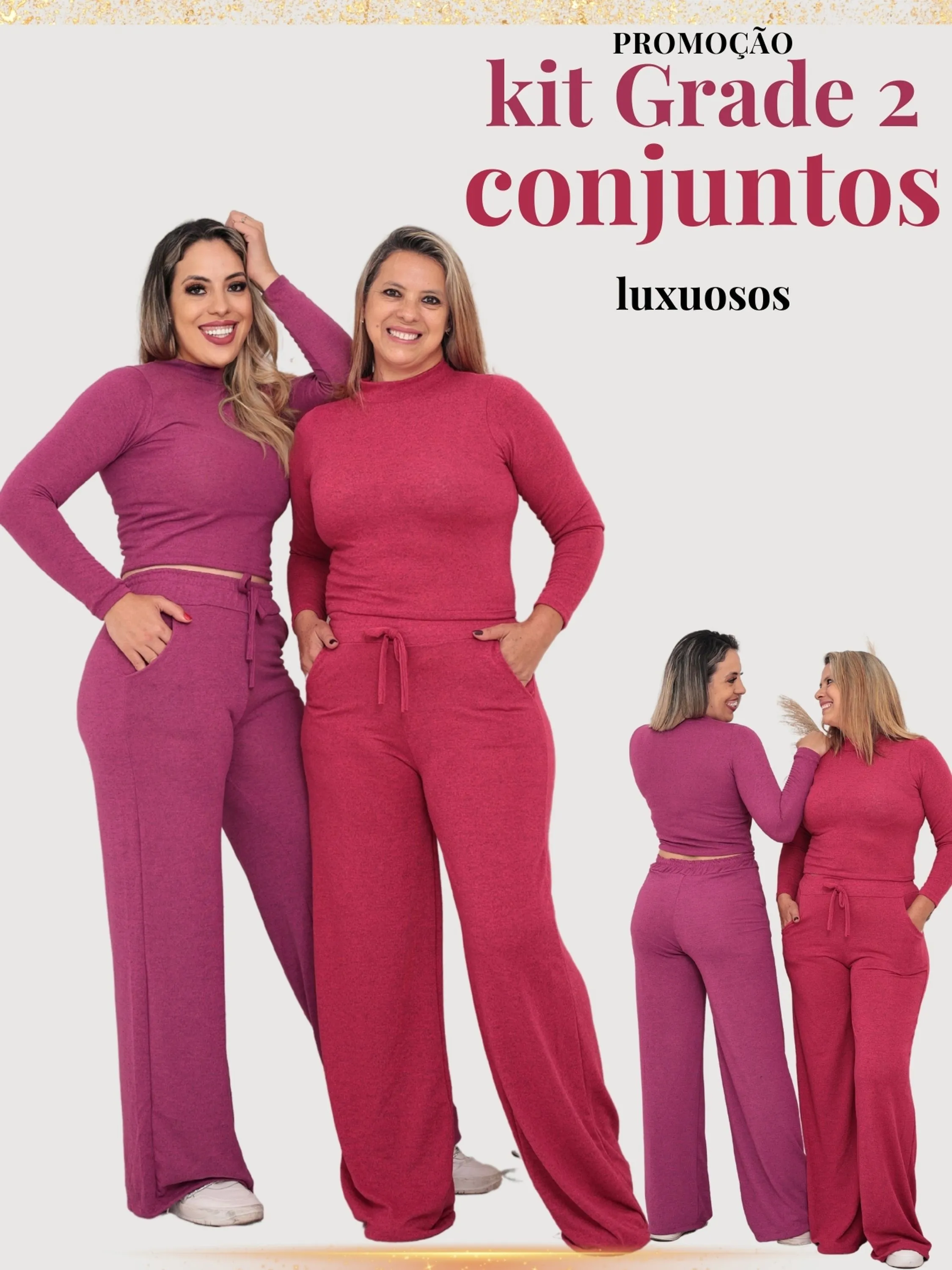 Kit 2 Conjuntos Femininos Elegantes em Alfaiataria Forrada com Calça Pantacourt Luxuosa e Confortável