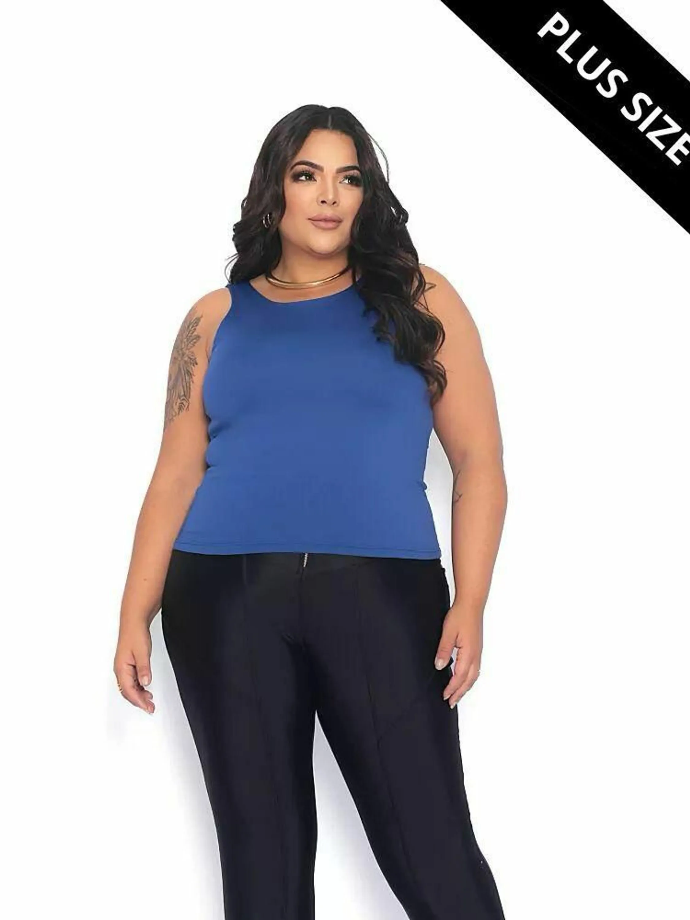 Blusa feminina plus size ALICIA roupa grande e reforçado regata plus cropped