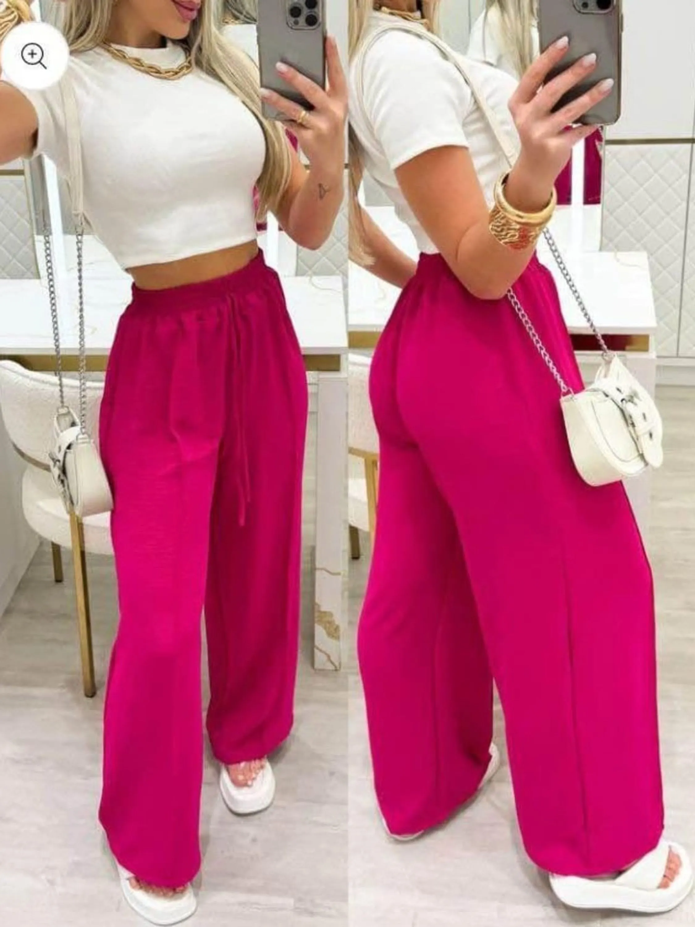 Calça Pantalona Elástico Duna