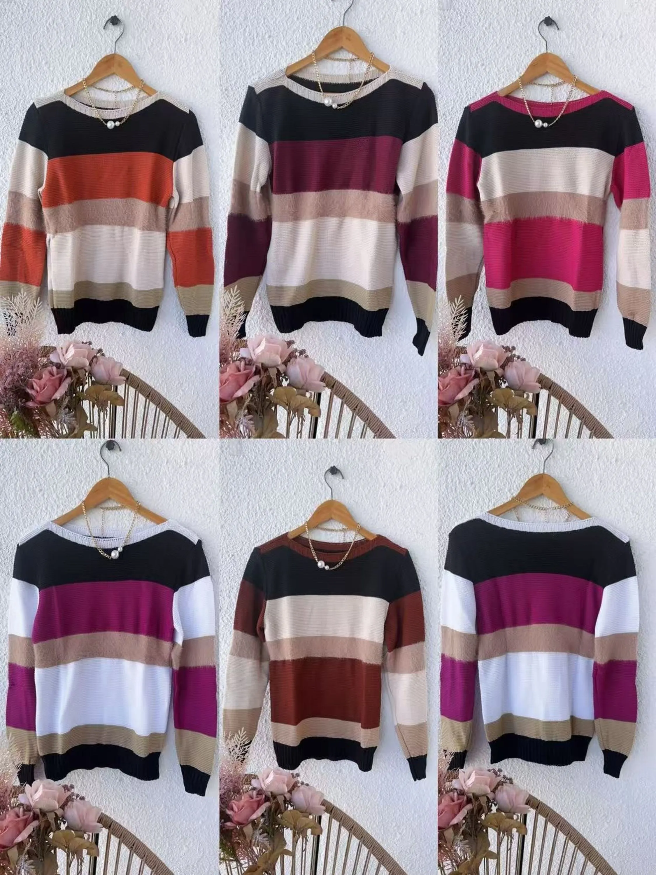 Blusa manga longa tricô pink girl