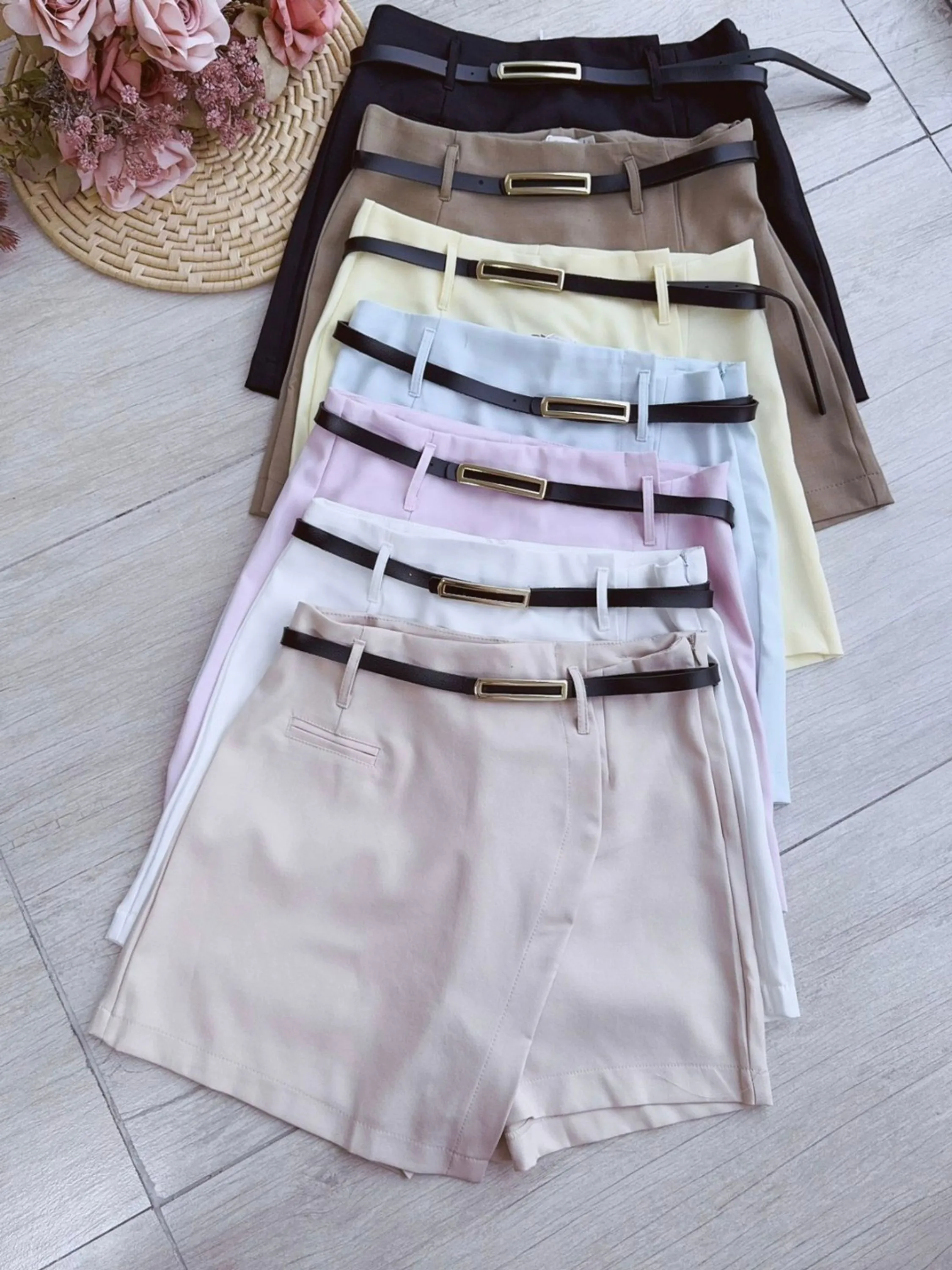 shorts saia #520com cinto twill pink girl