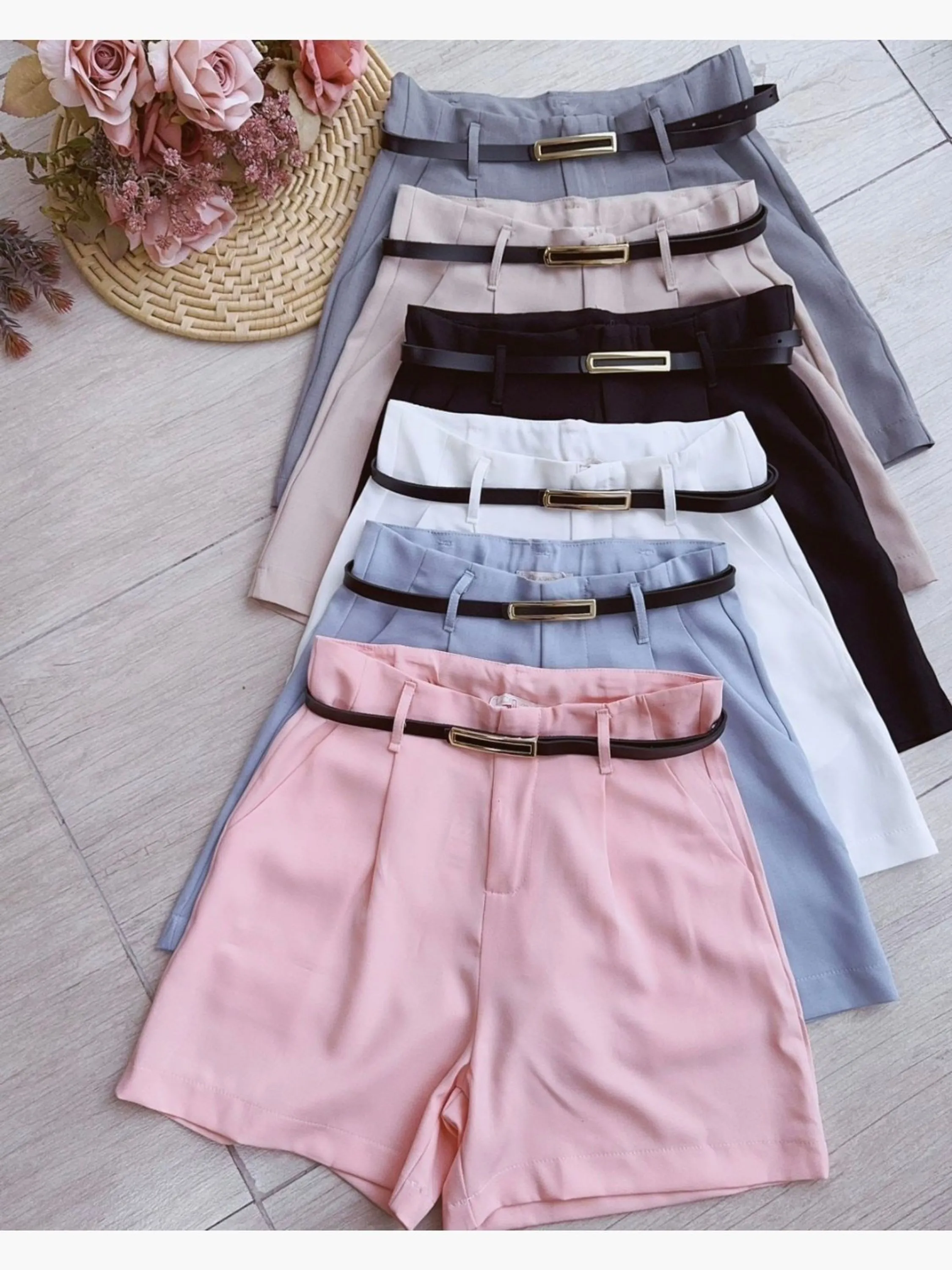 shorts #502com cinto pink girl