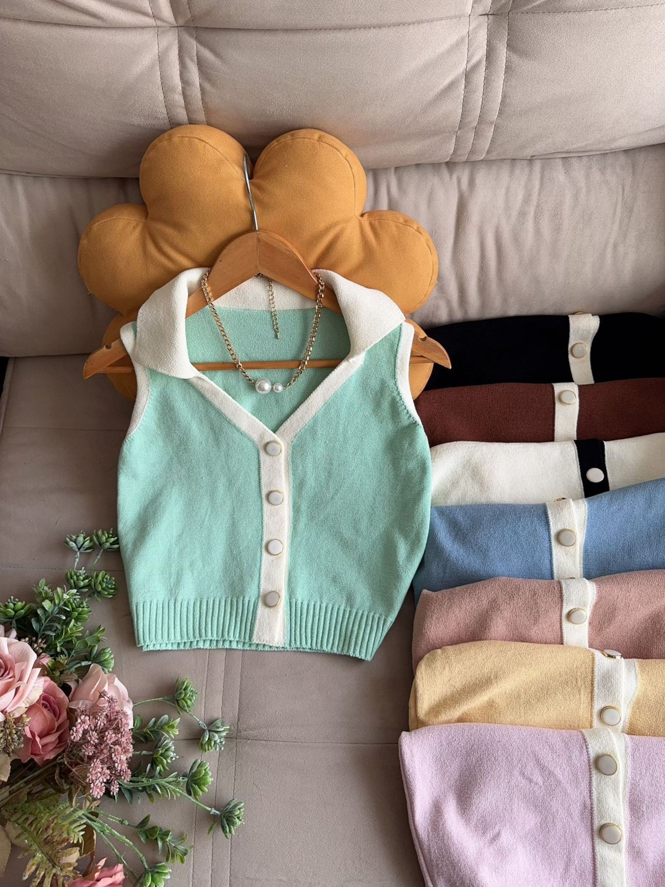 Colete com botão pink girl