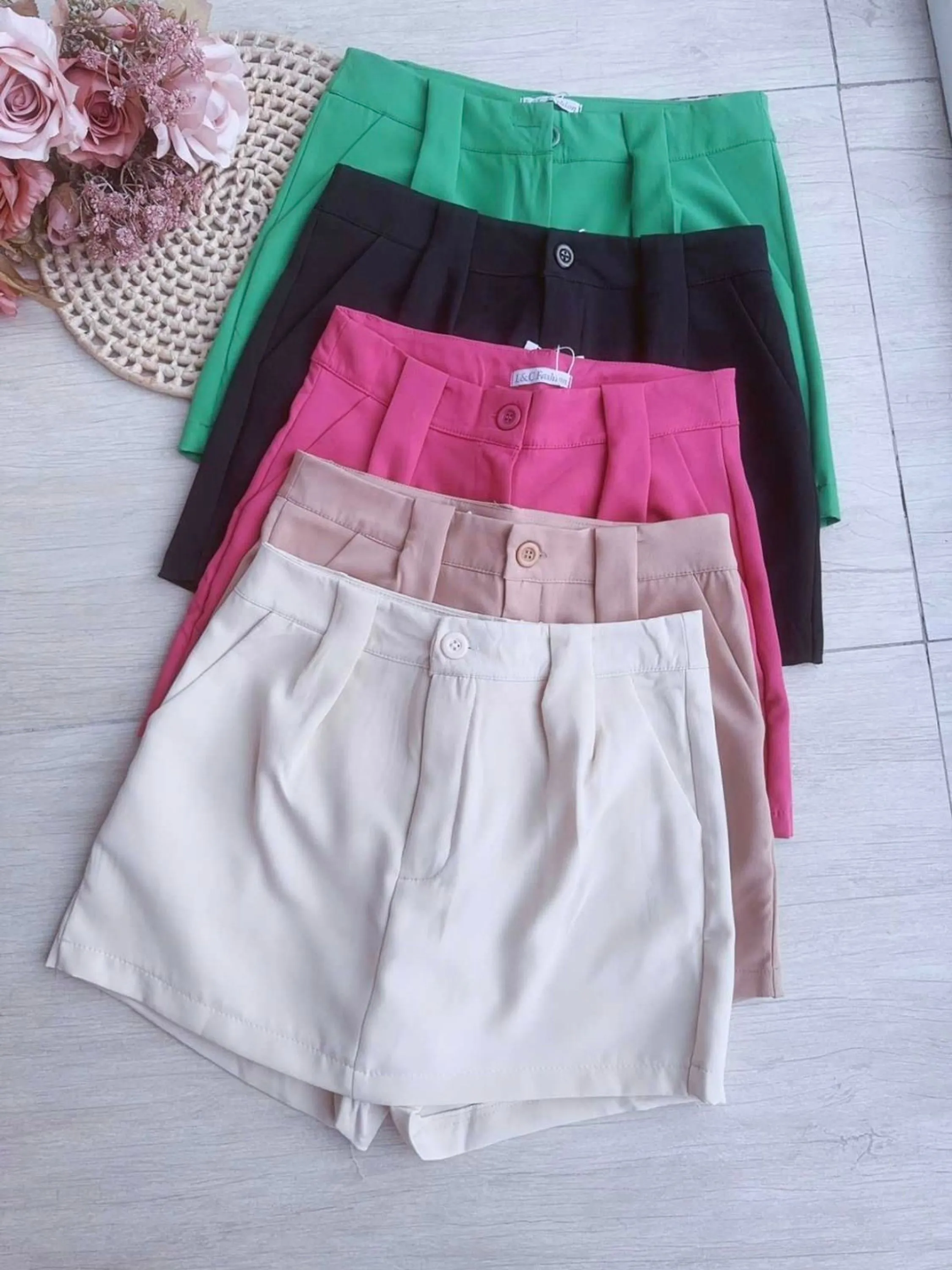 shorts saia alfaiataria pink girl