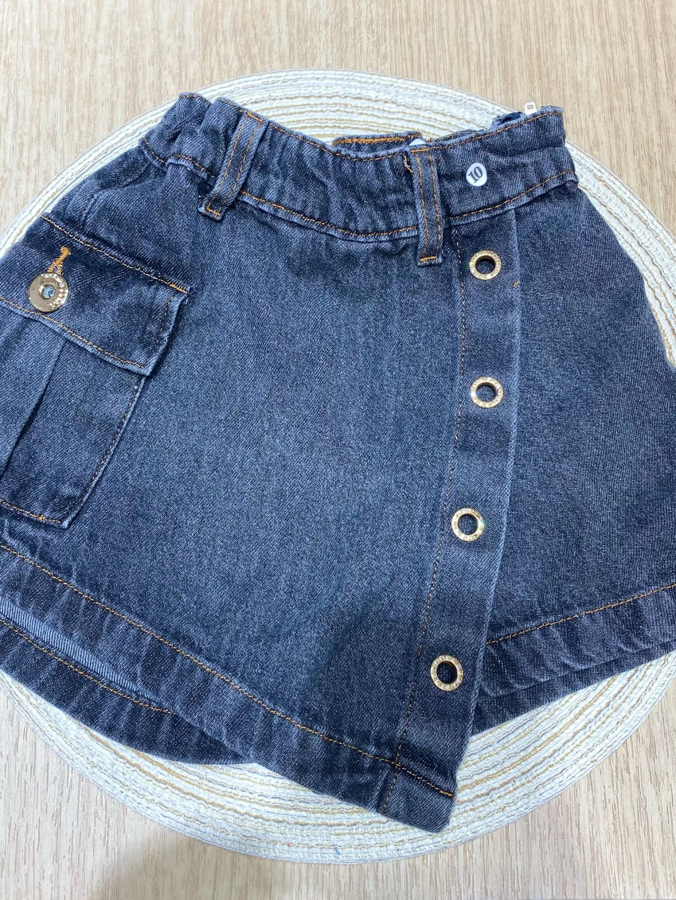 Short saia jeans juvenil