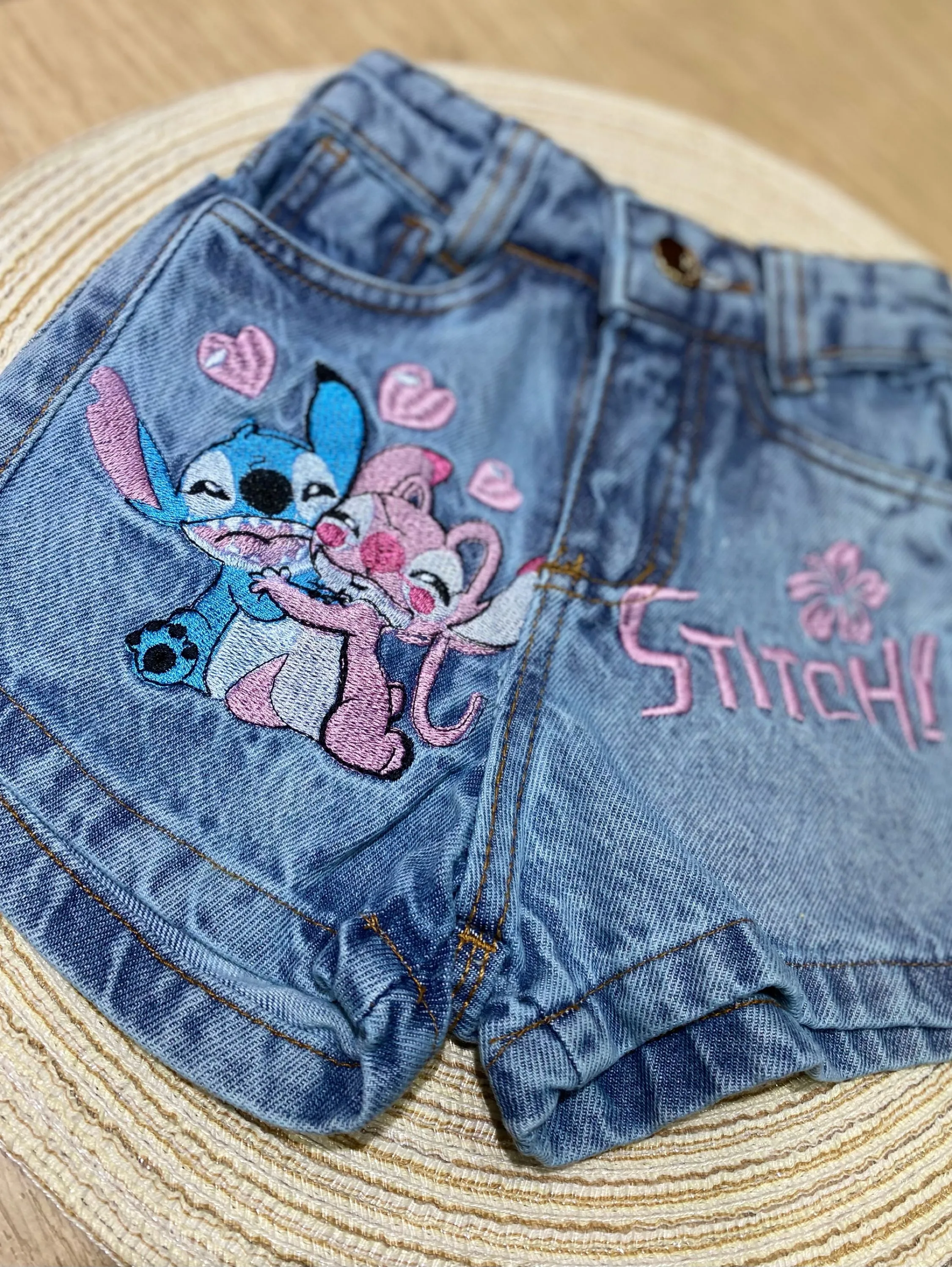 Short jeans infantil Stitch