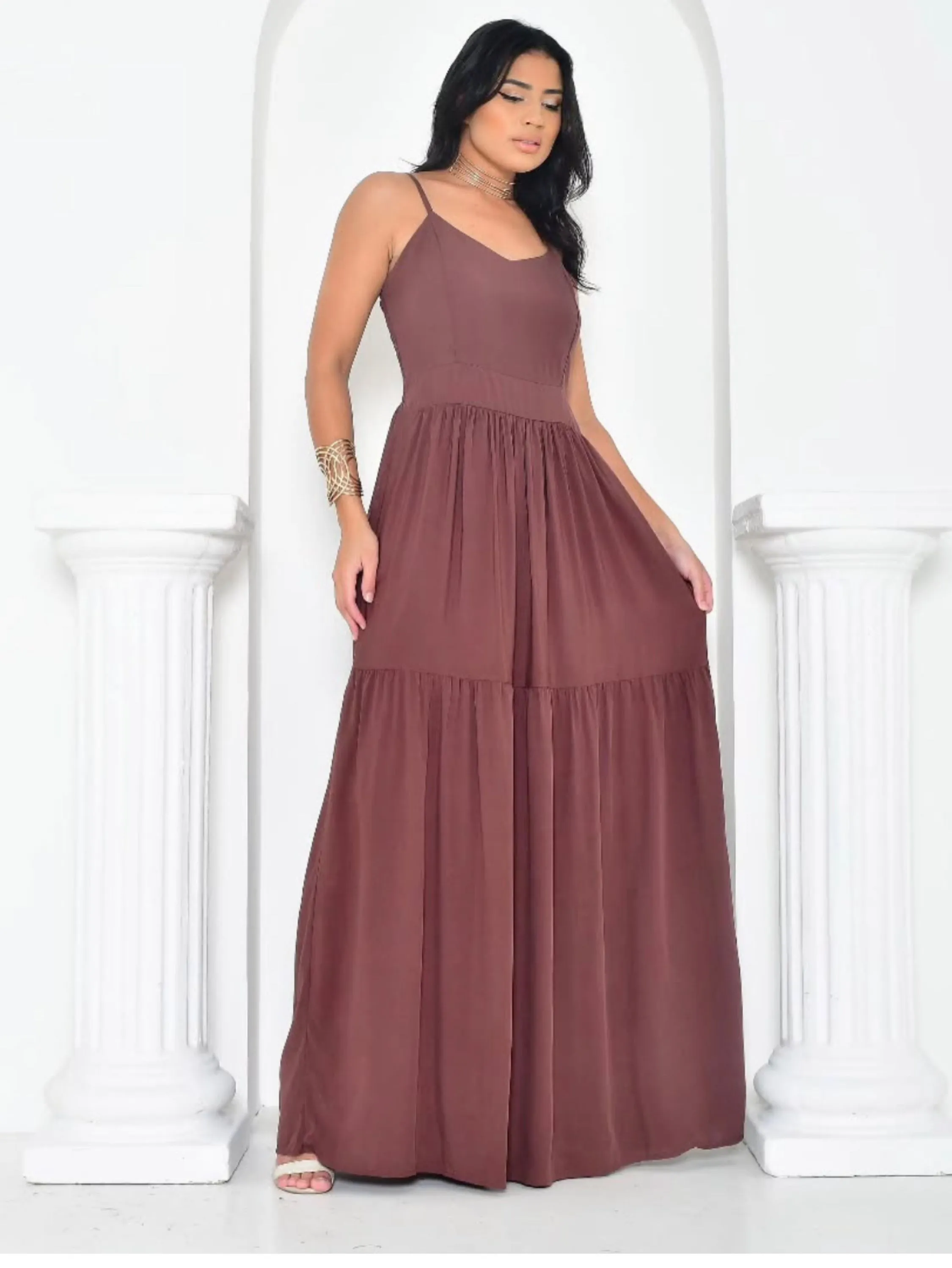 Vestido longo com bojo