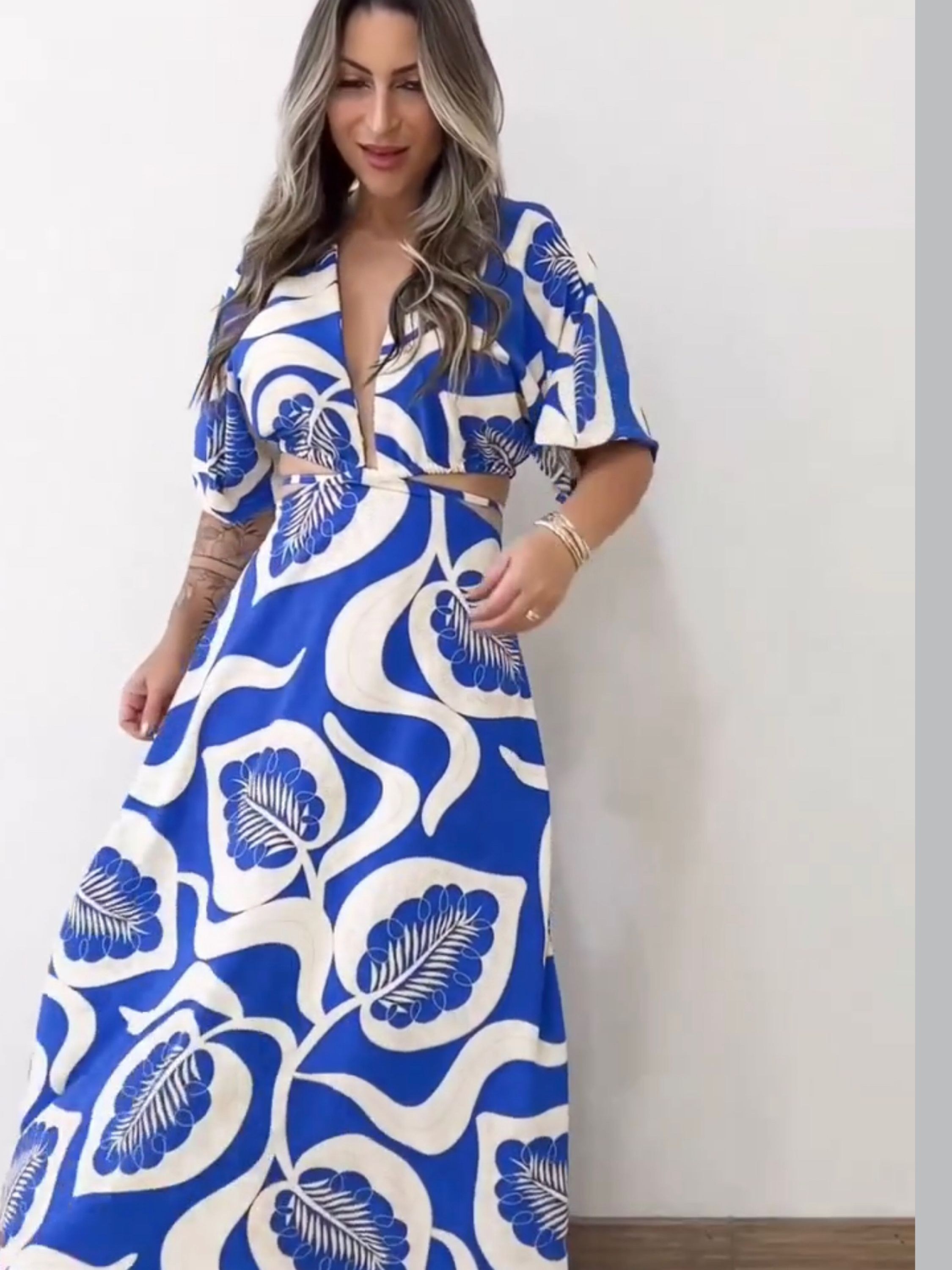 Saia longa conjunto estampas variadas