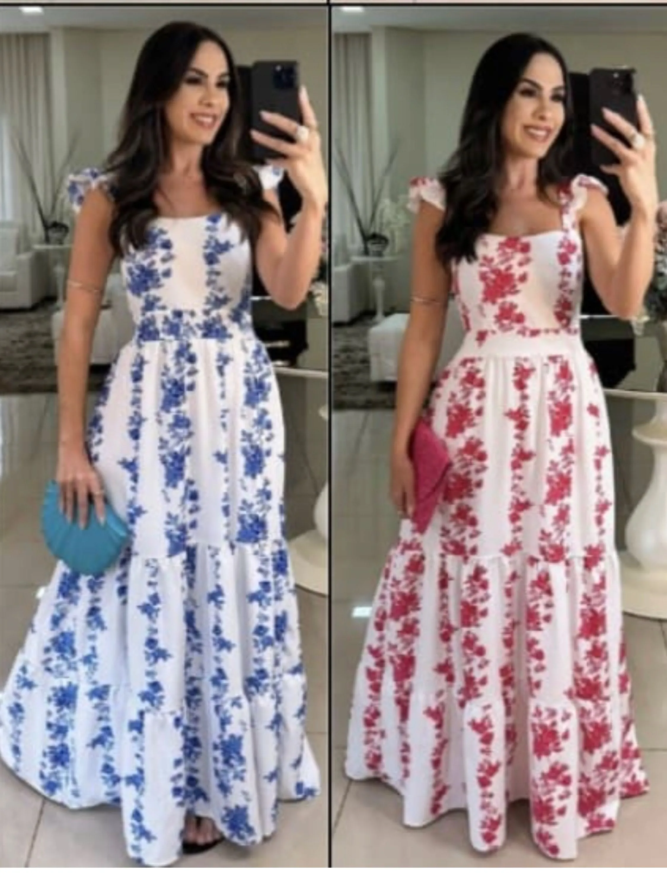 Vestido longo estampas variadas