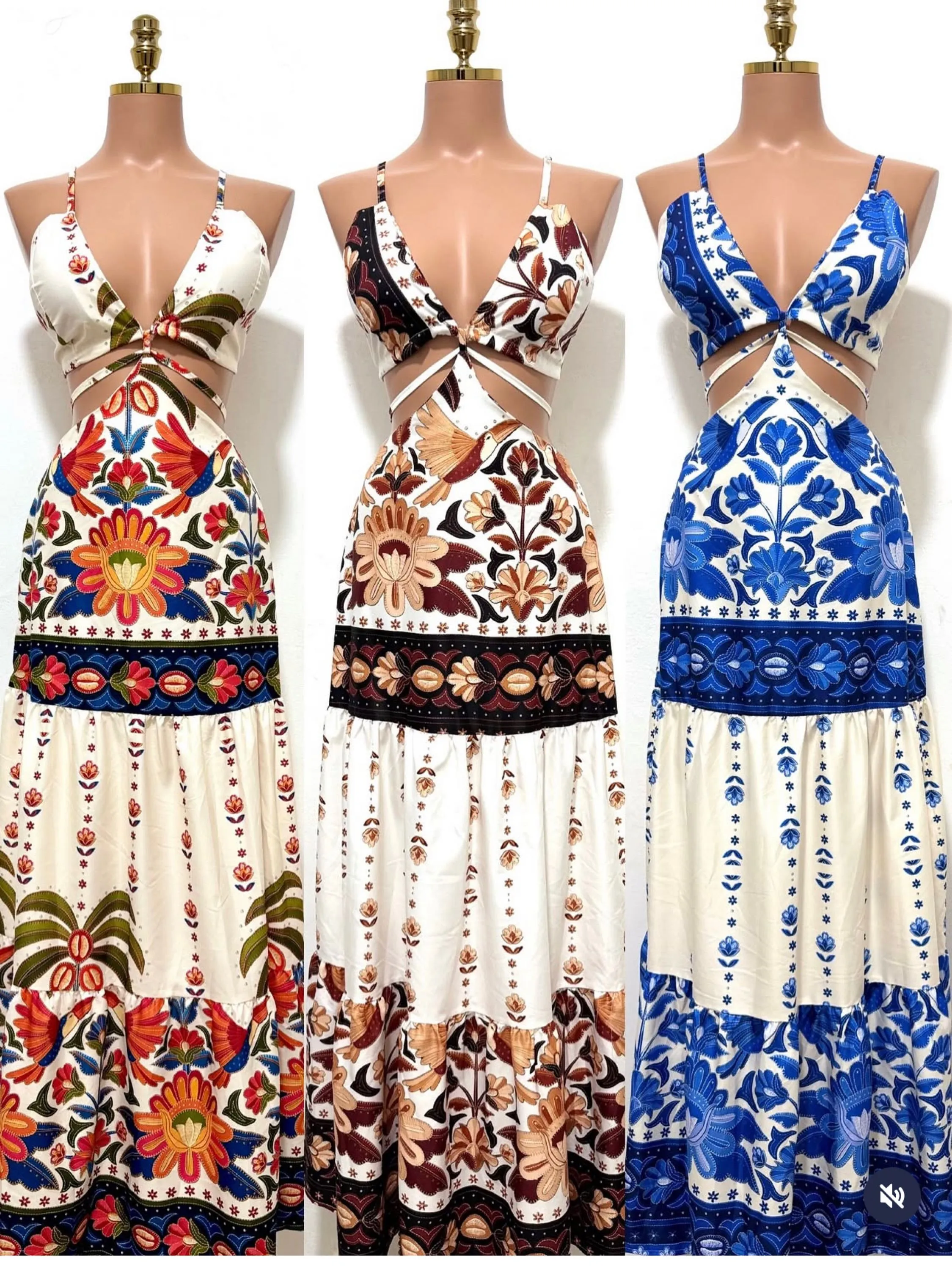 Vestido longo estampas variadas