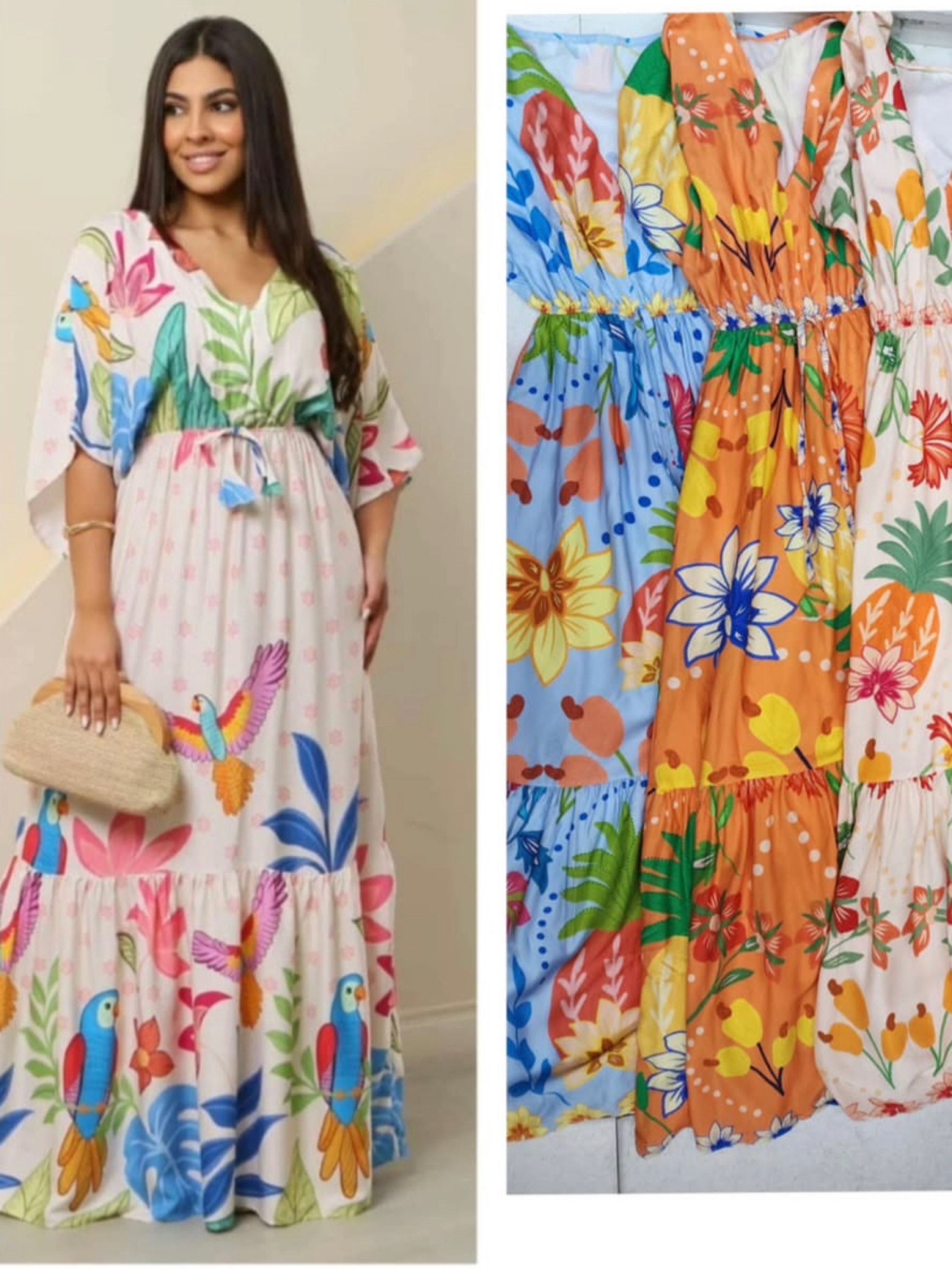 Vestido longo estampas variadas