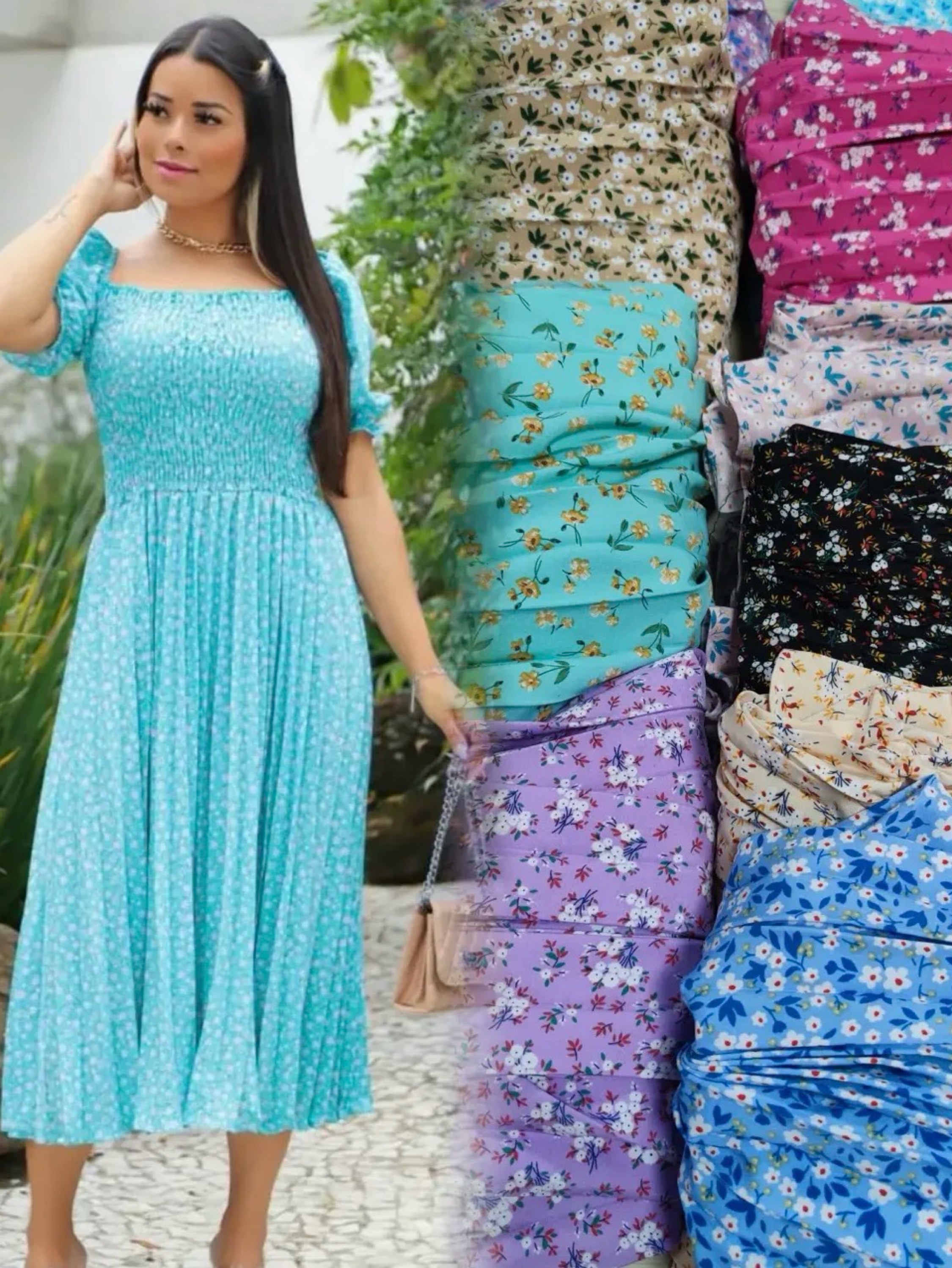 Vestido midi estampado vaidades