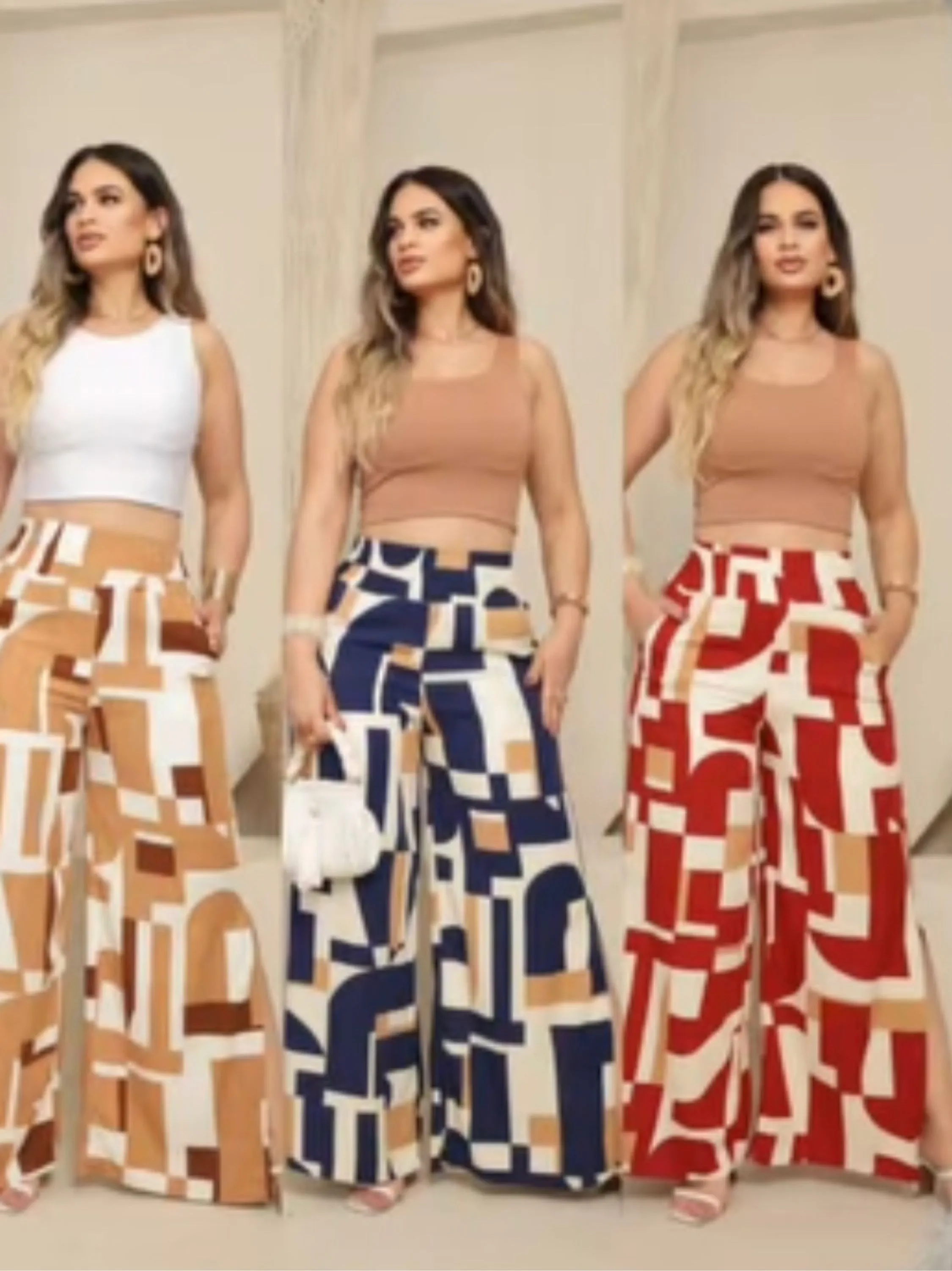 Calça pantalona estampas