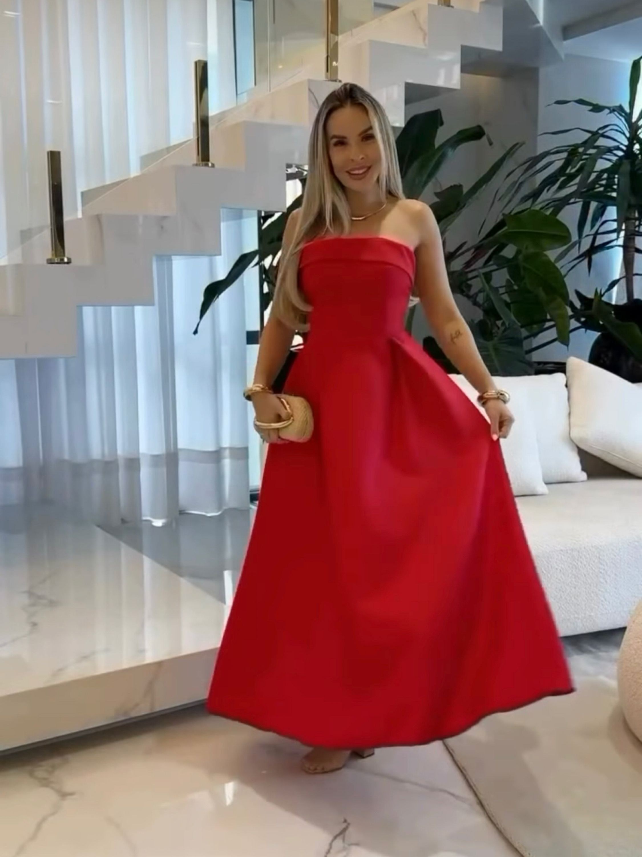 Vestido longo com bojo