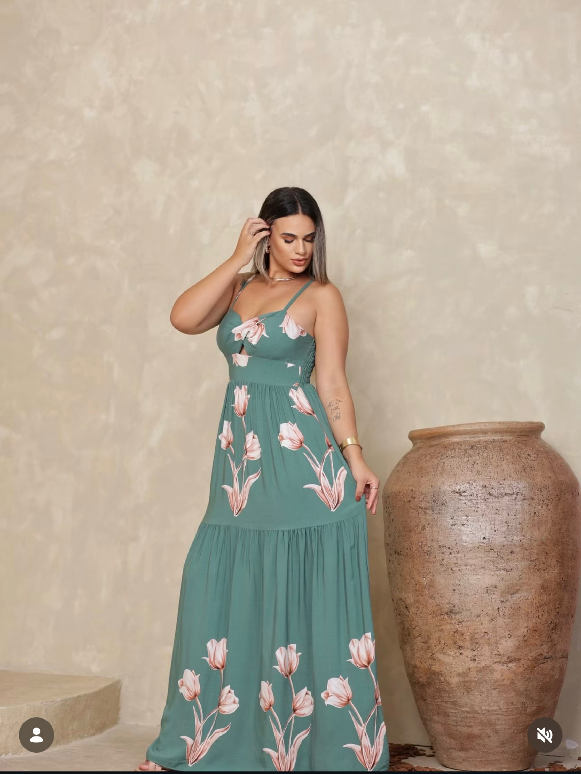 Vestido longo com bojo