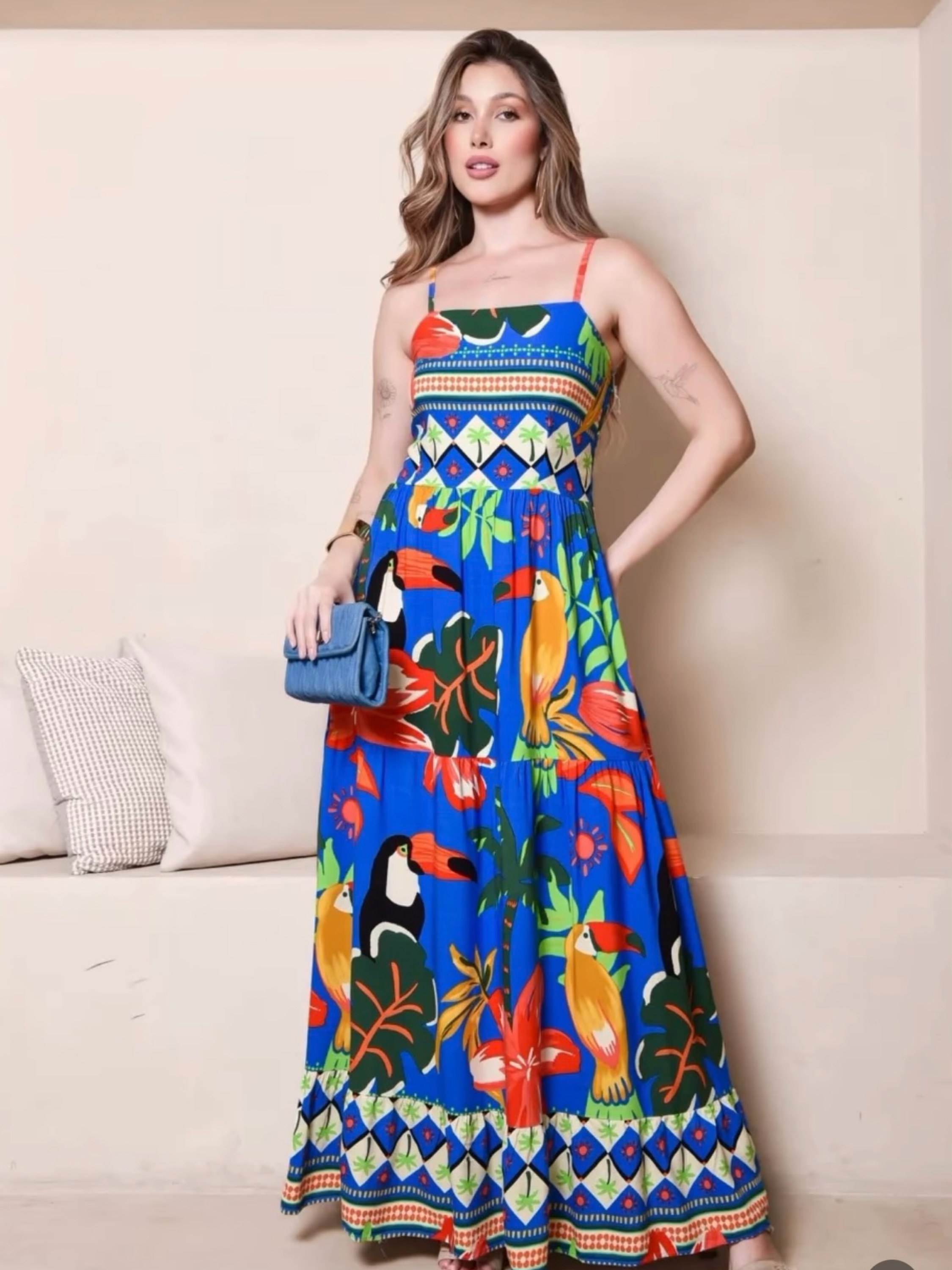 Vestido longo estampado variados