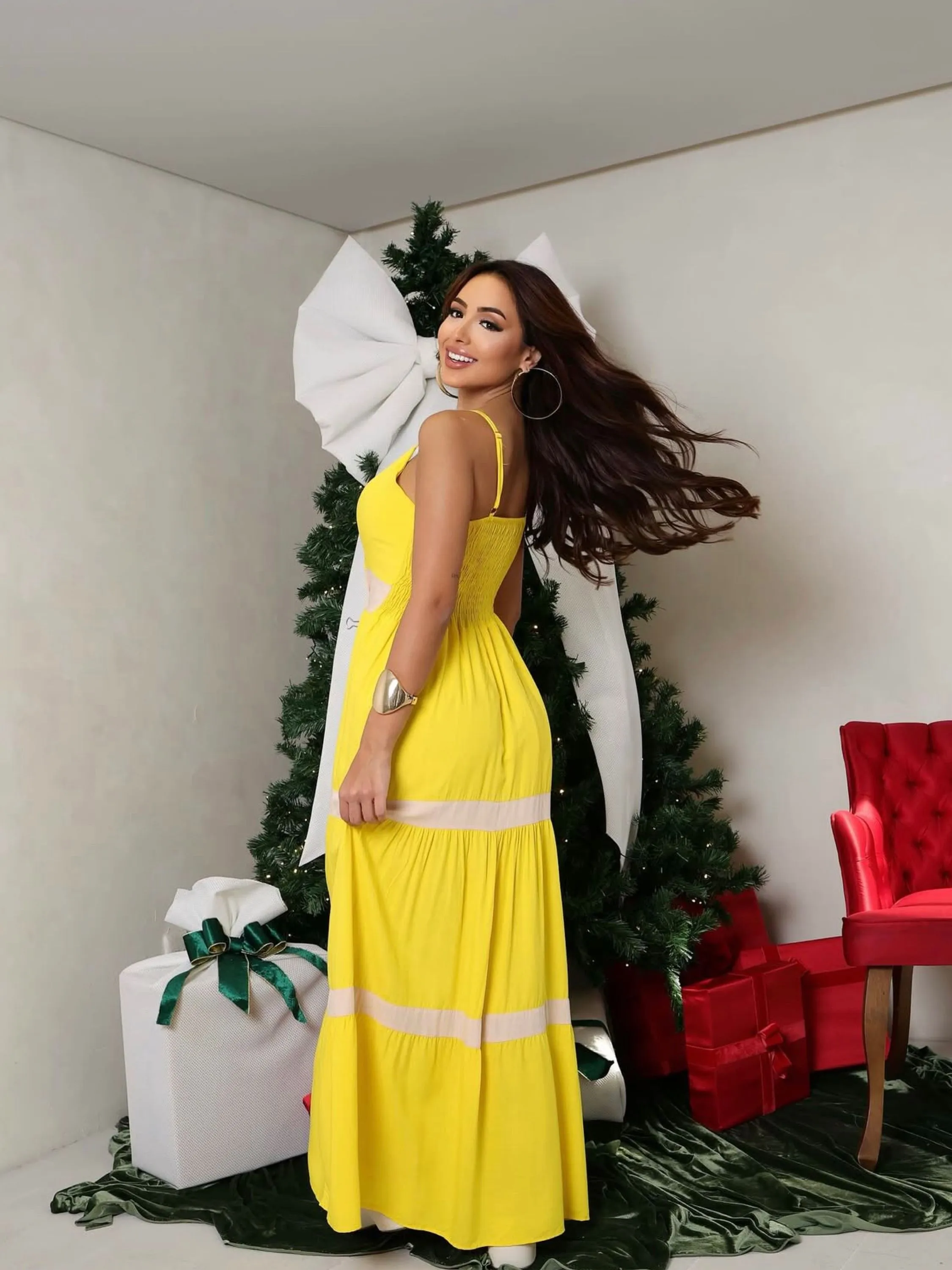 Vestido longo com bojo