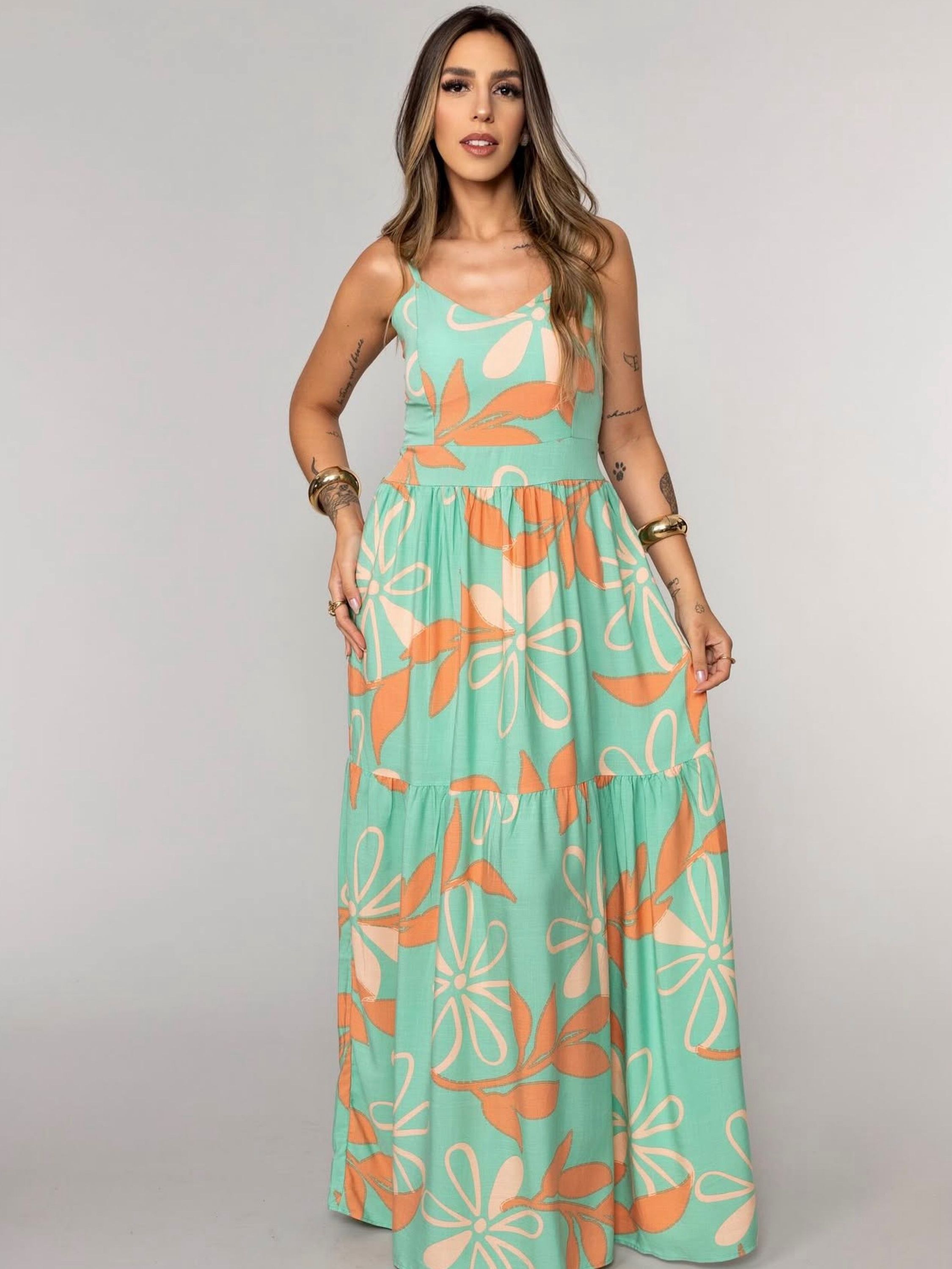 Vestido Longo estampas variadas