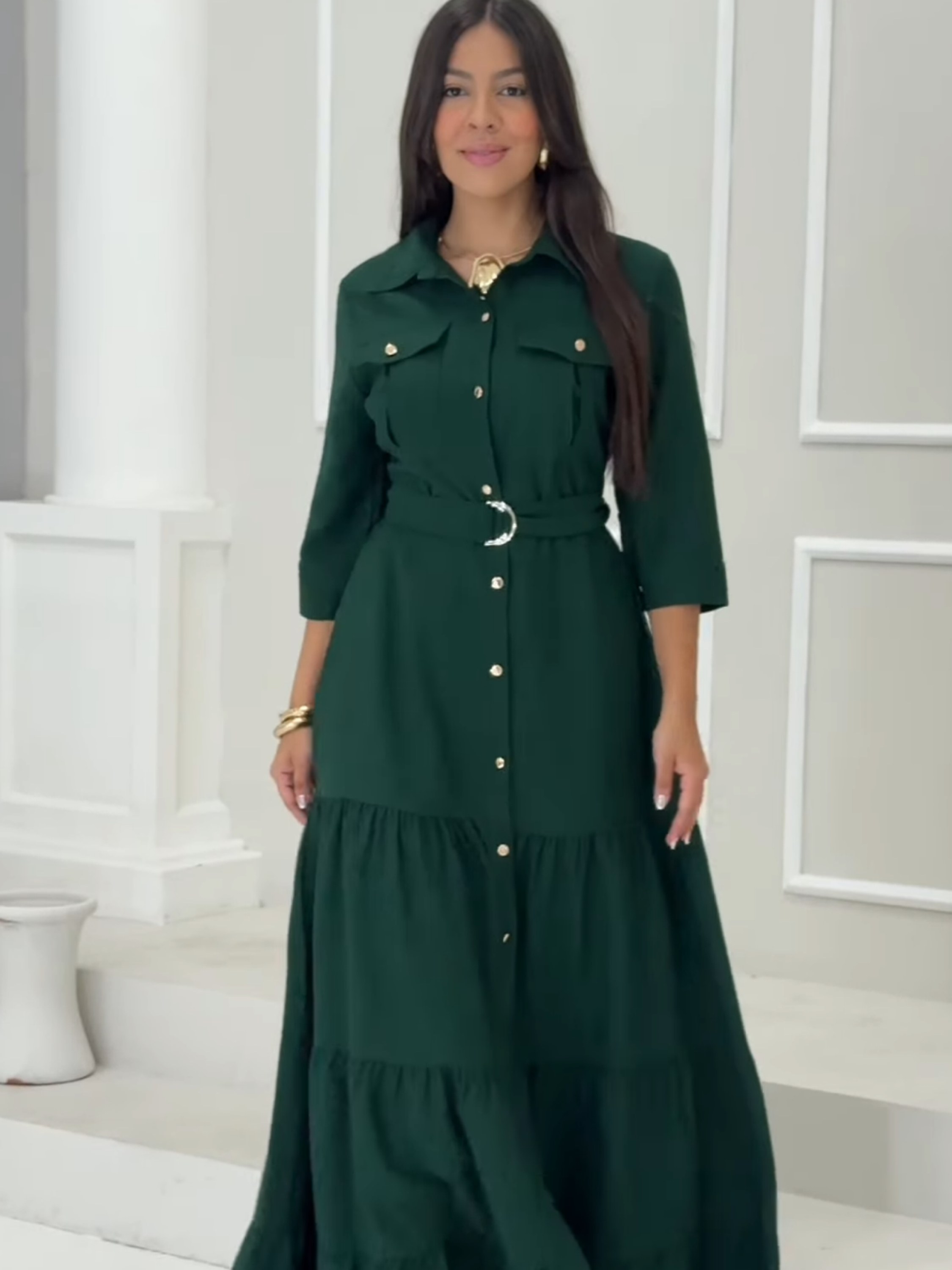 Vestido longo manga longa