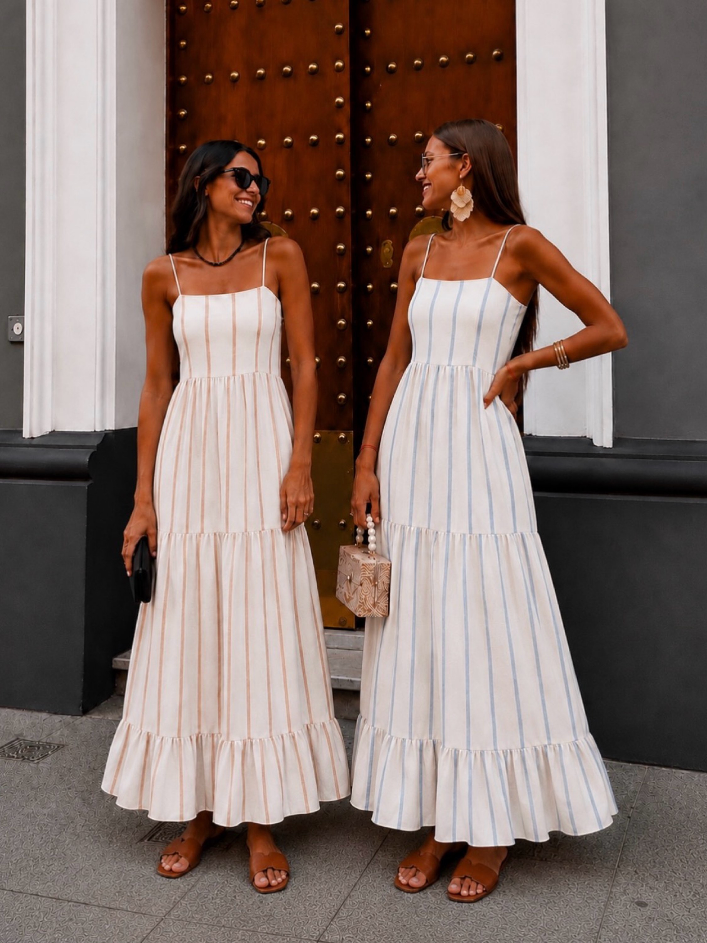 Vestido longo listrado variados
