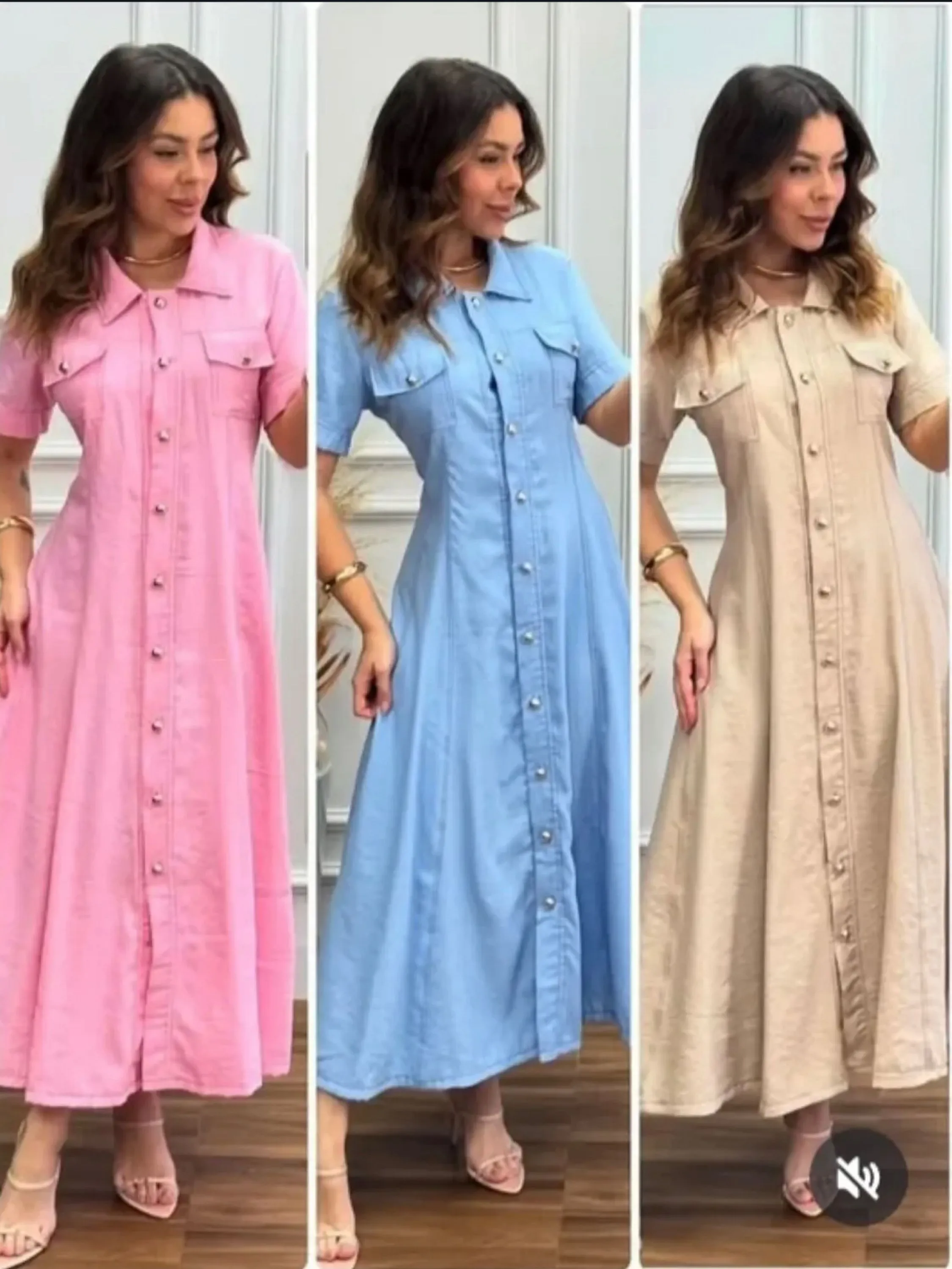 Vestido longo manga curta