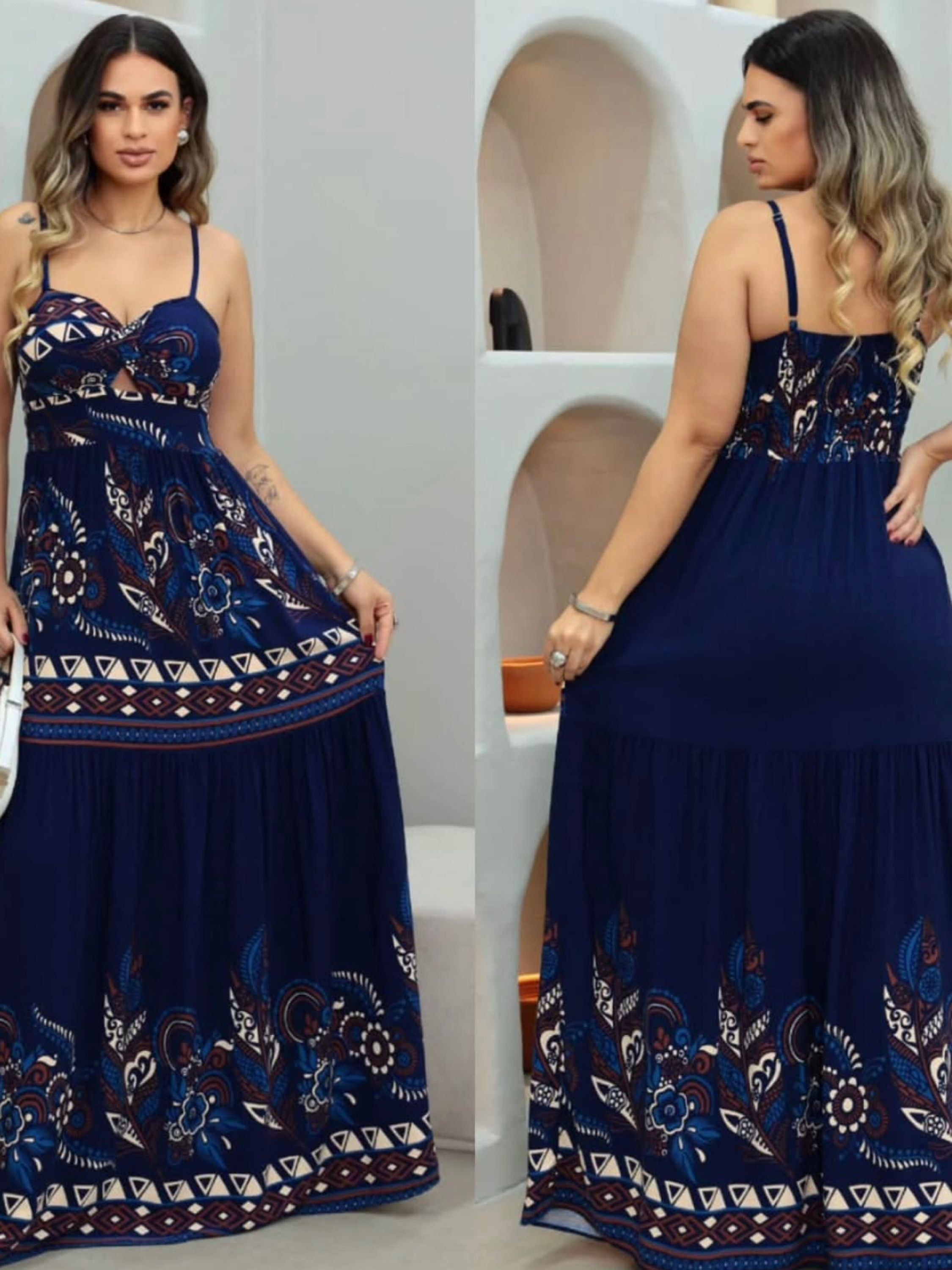 Vestido longo com bojo