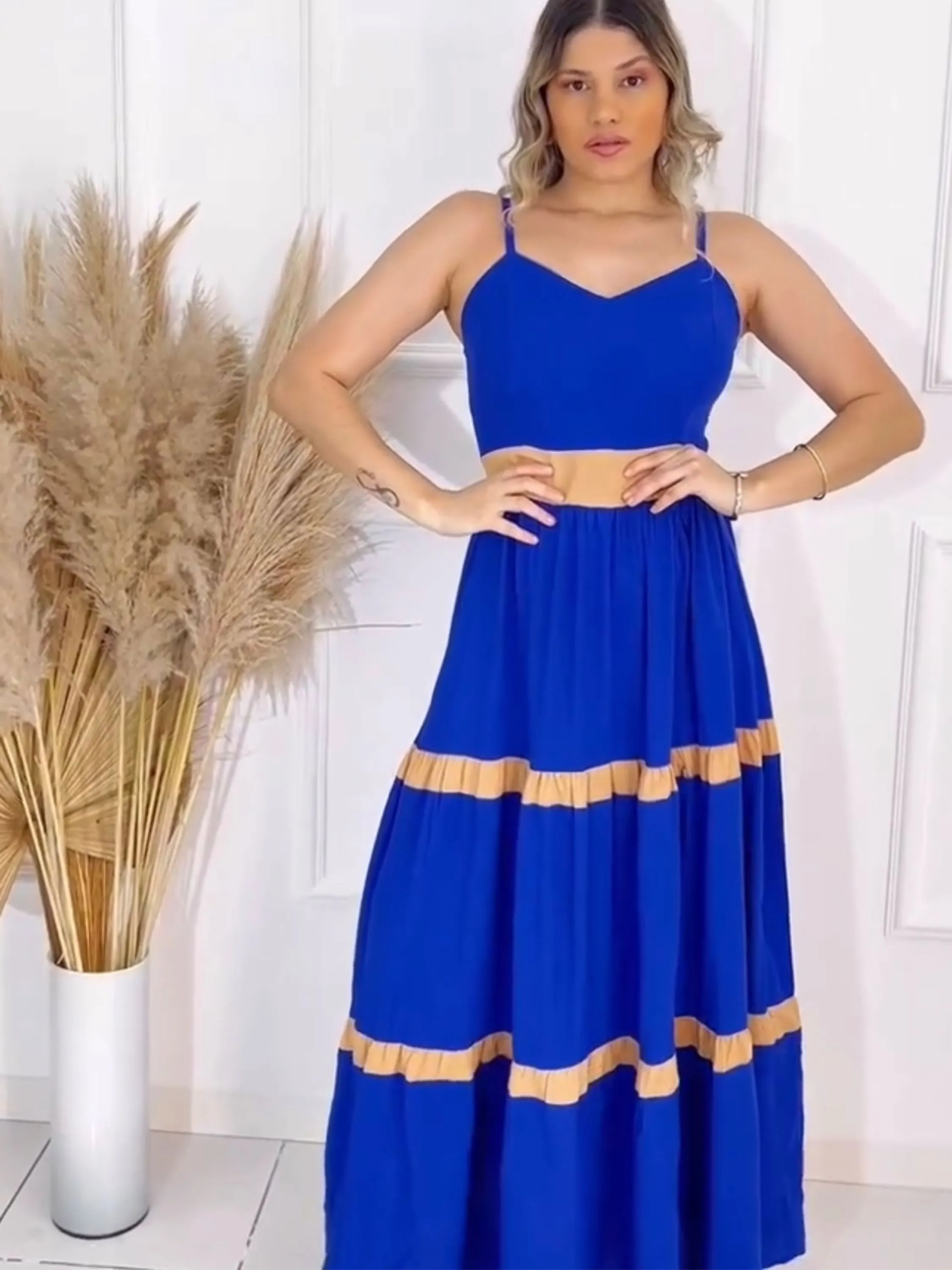 Vestido longo com bojo