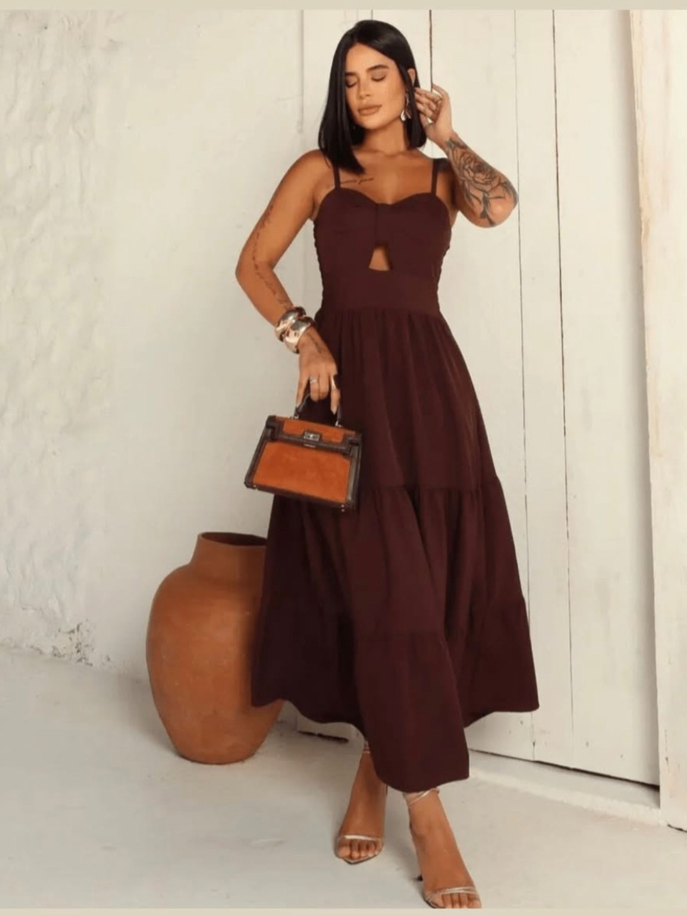 Vestido longo com bojo