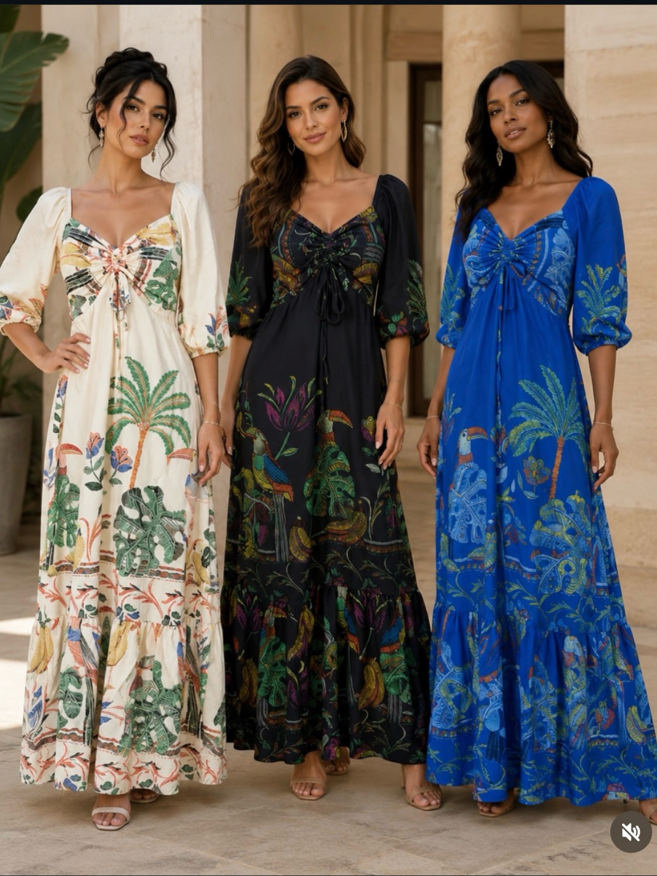 Vestido longo estampas variadas