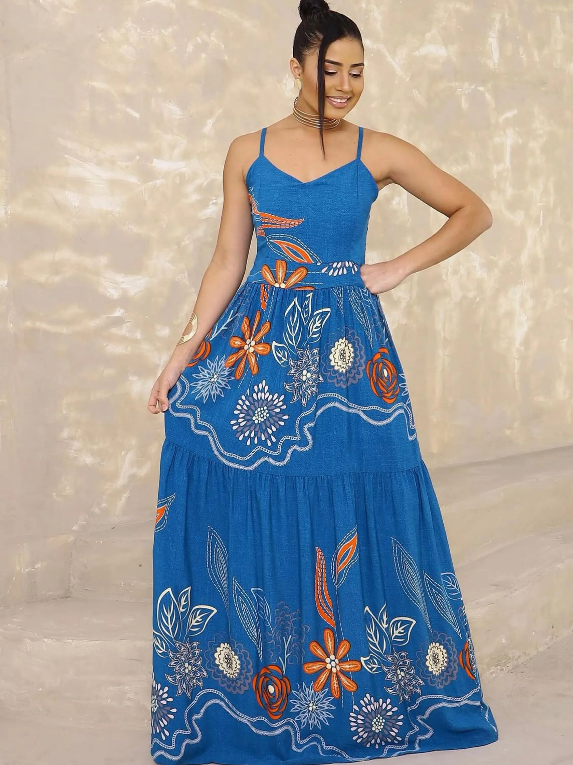 Vestido longo estampas