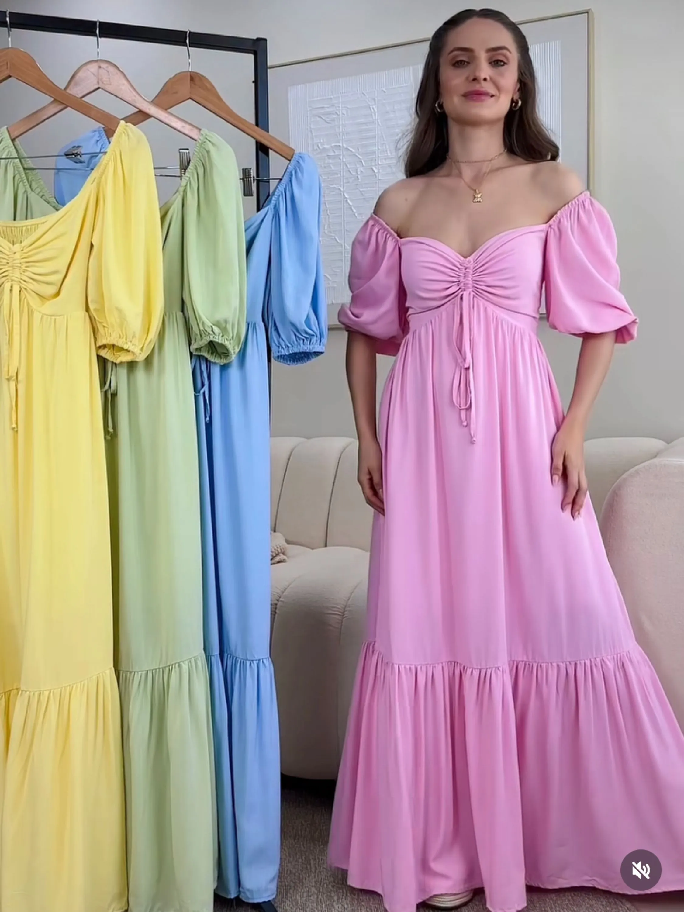 Vestido longo manga curta