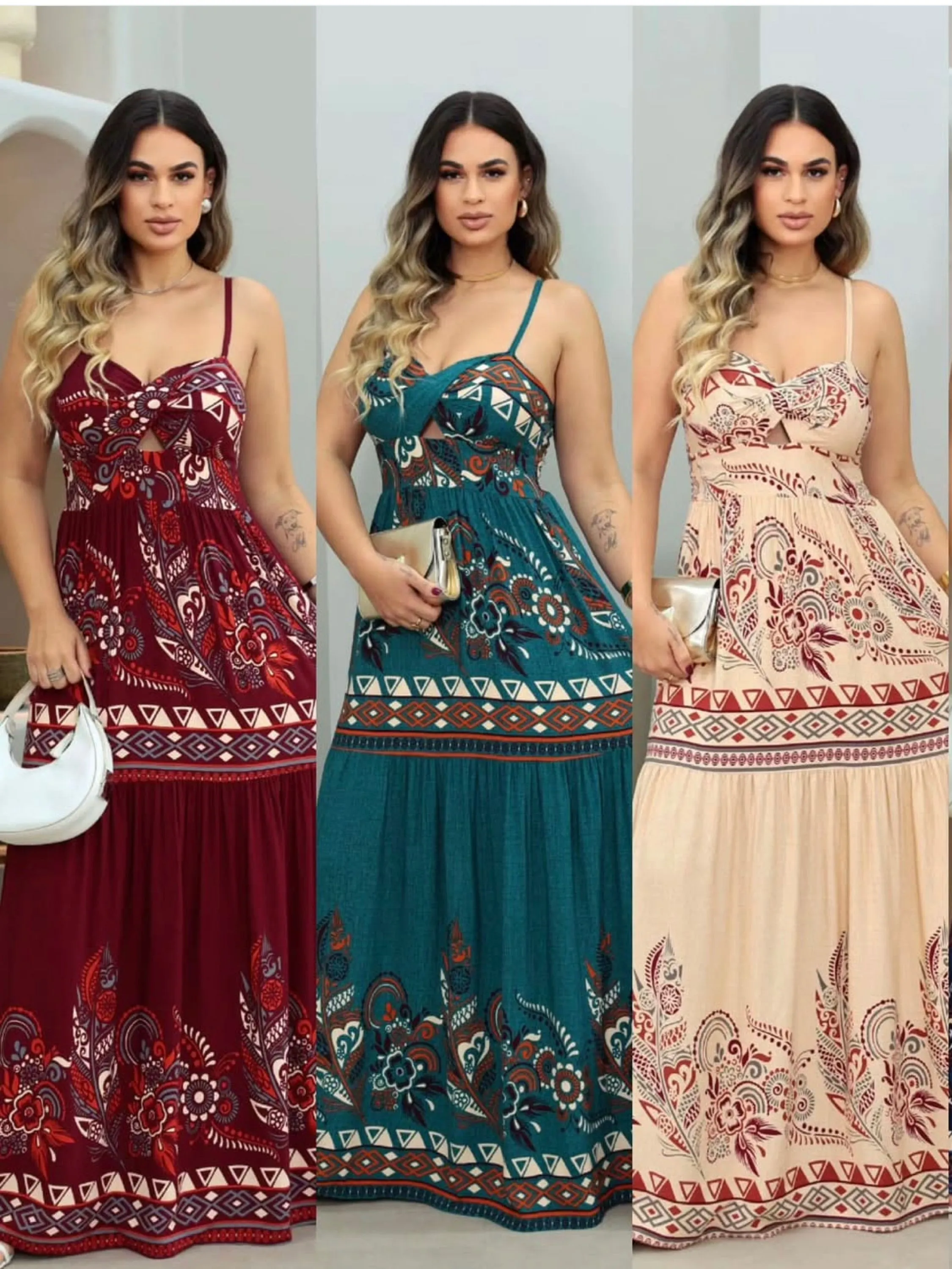 Vestido longo com bojo