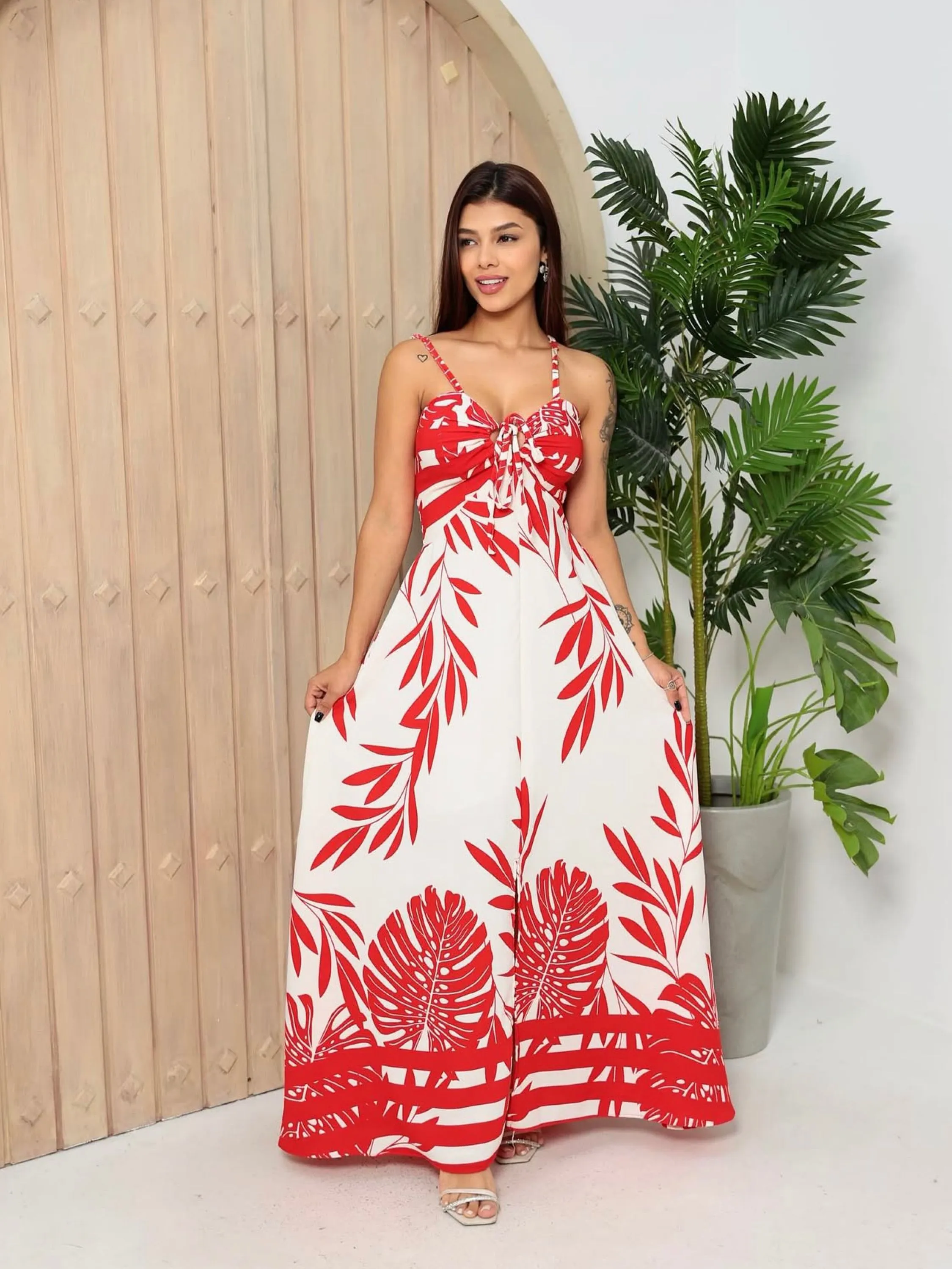 Vestido longo estampas variadas