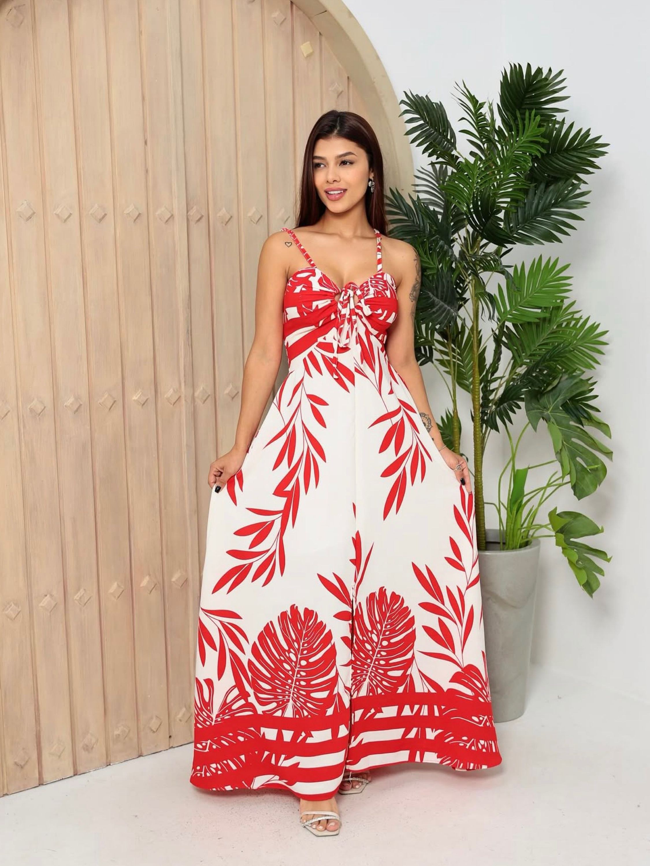 Vestido longo estampas variadas