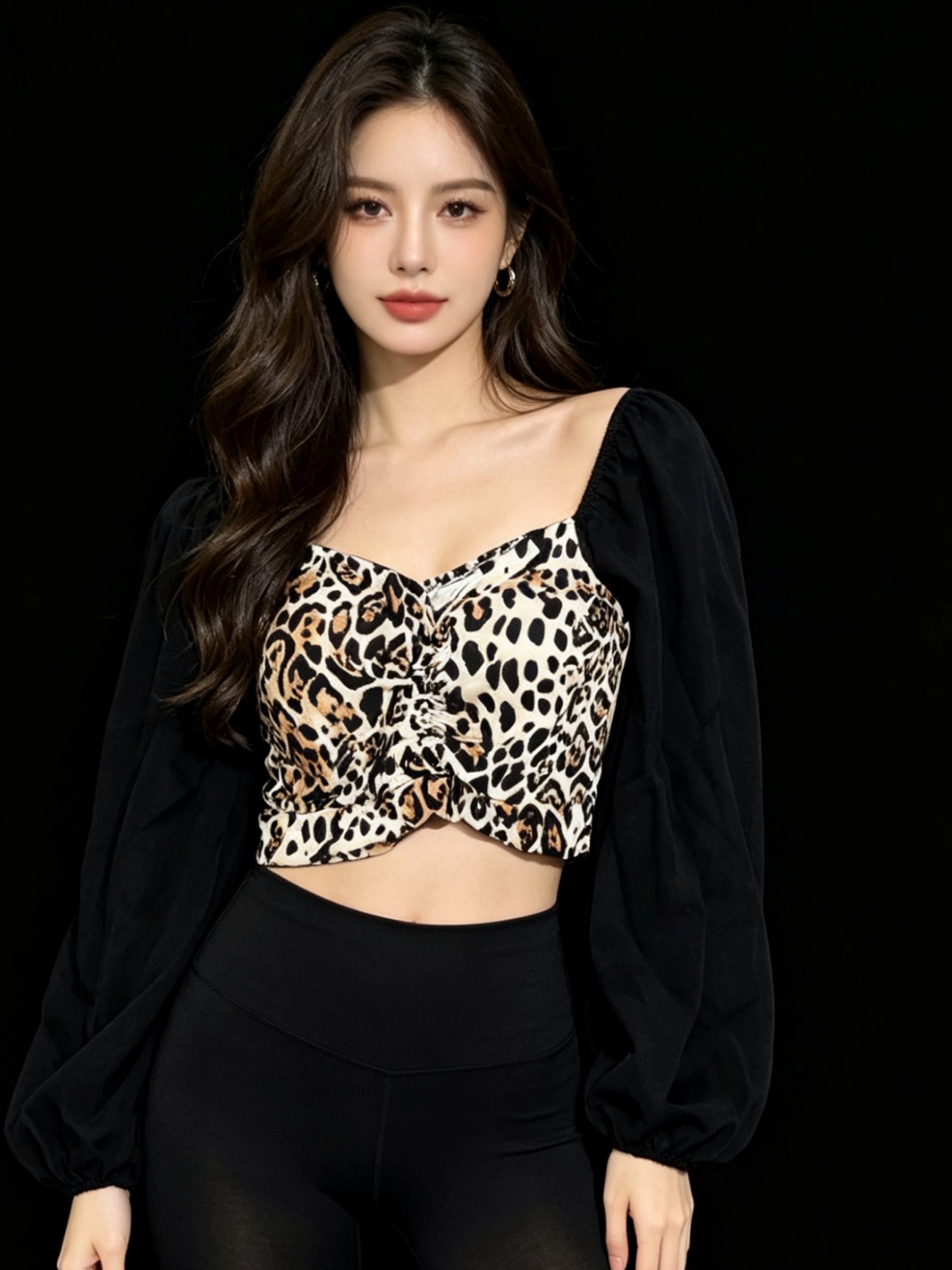 Blusa cropped manga longa