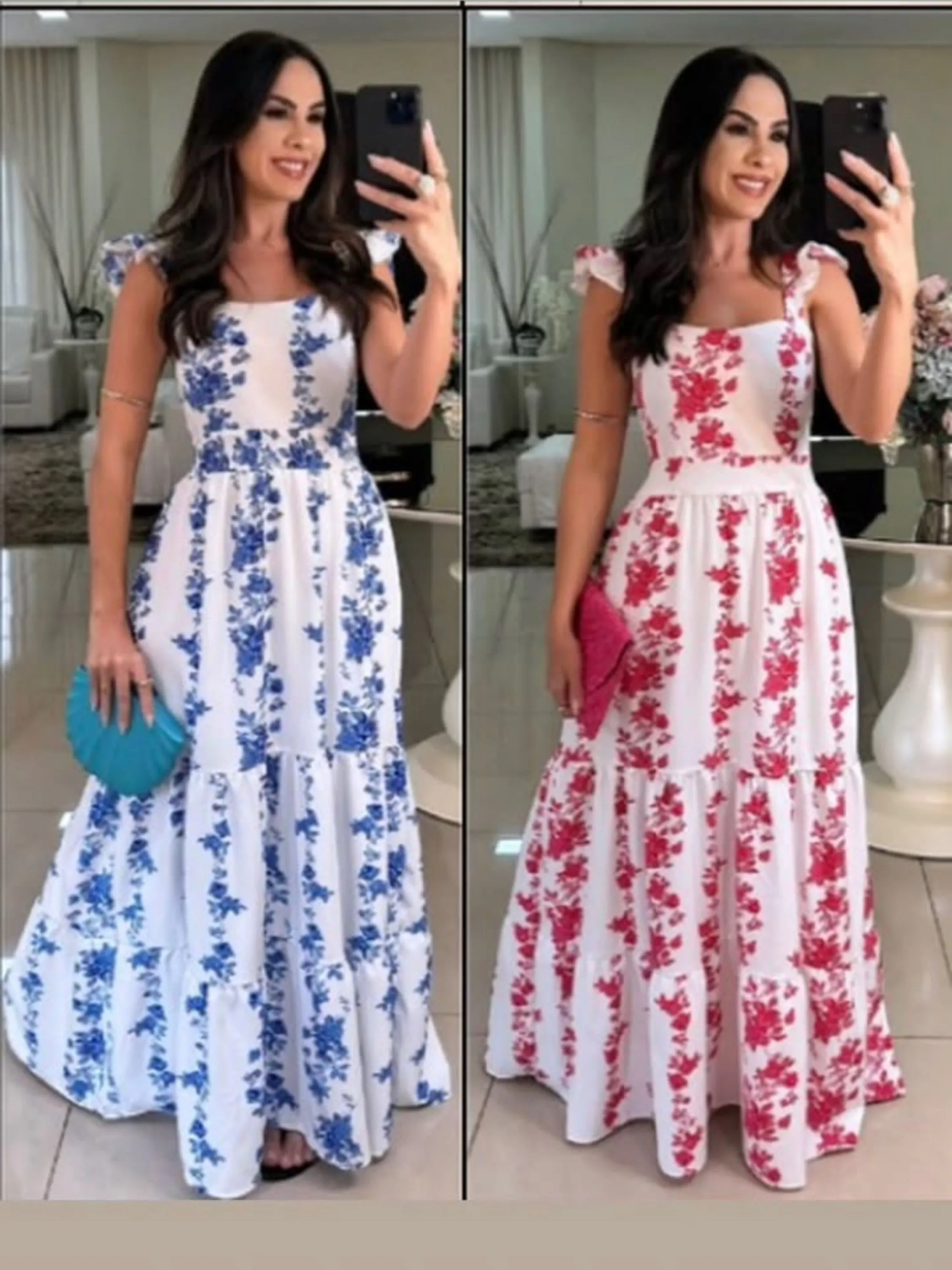 Vestido longo estampas