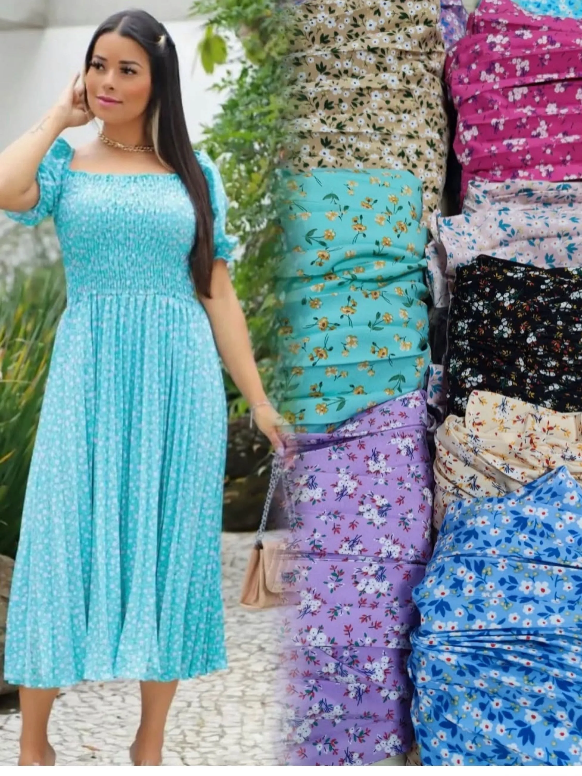 Vestido curto estampa variadas