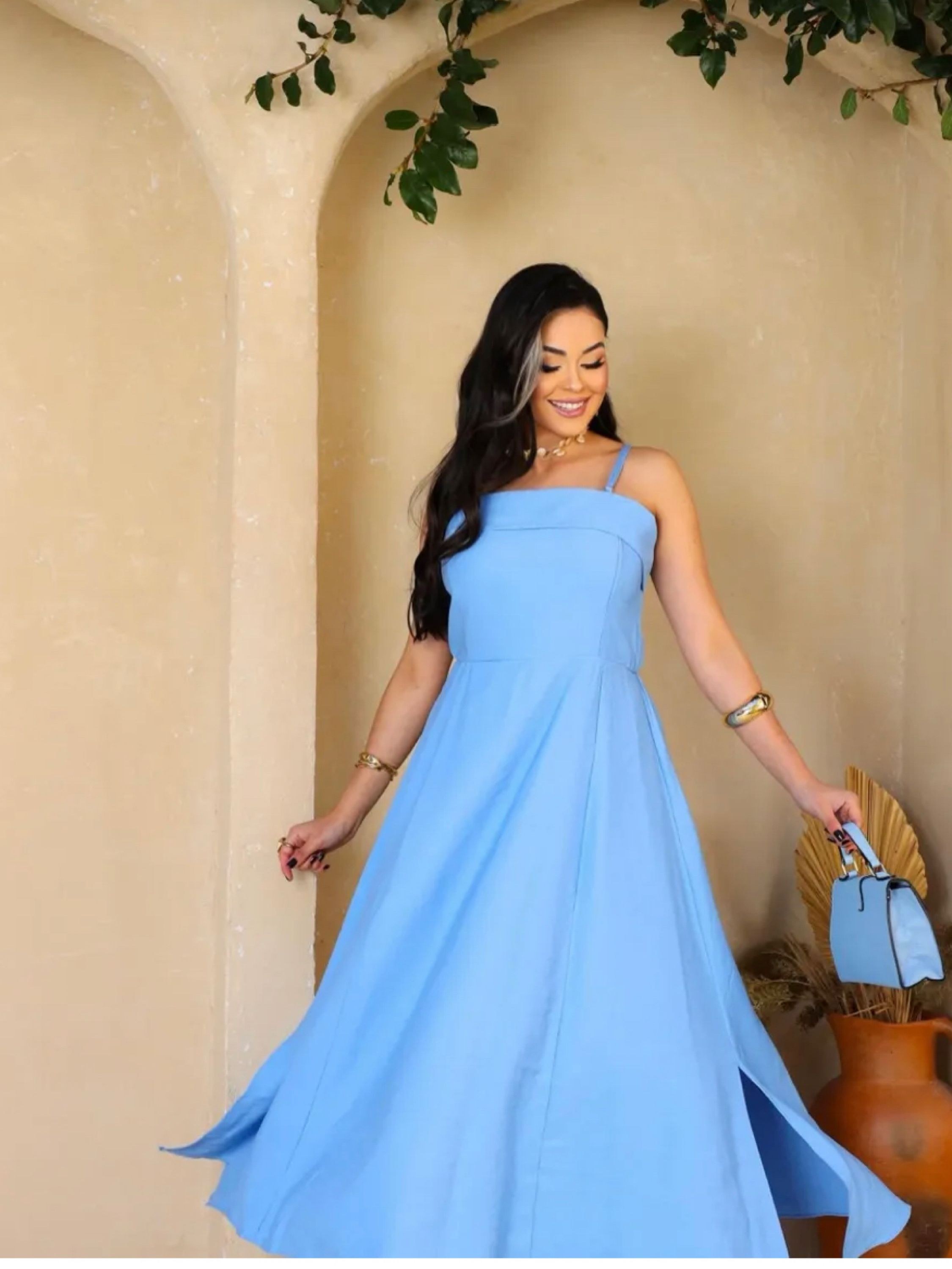 Vestido longo com bojo